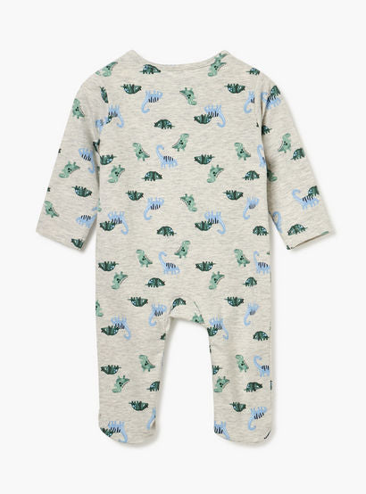 Juniors Floral Print Sleepsuit with Long Sleeves and Zip Closure-baby-girls-clothing-nightwear-sleepsuits-image-3