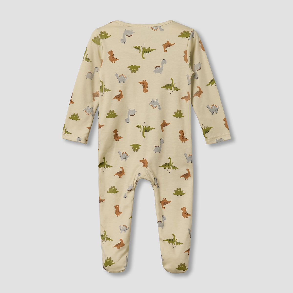 Juniors Cotton Round Neck Long Sleeves Sleepsuit with Dinosaur Print