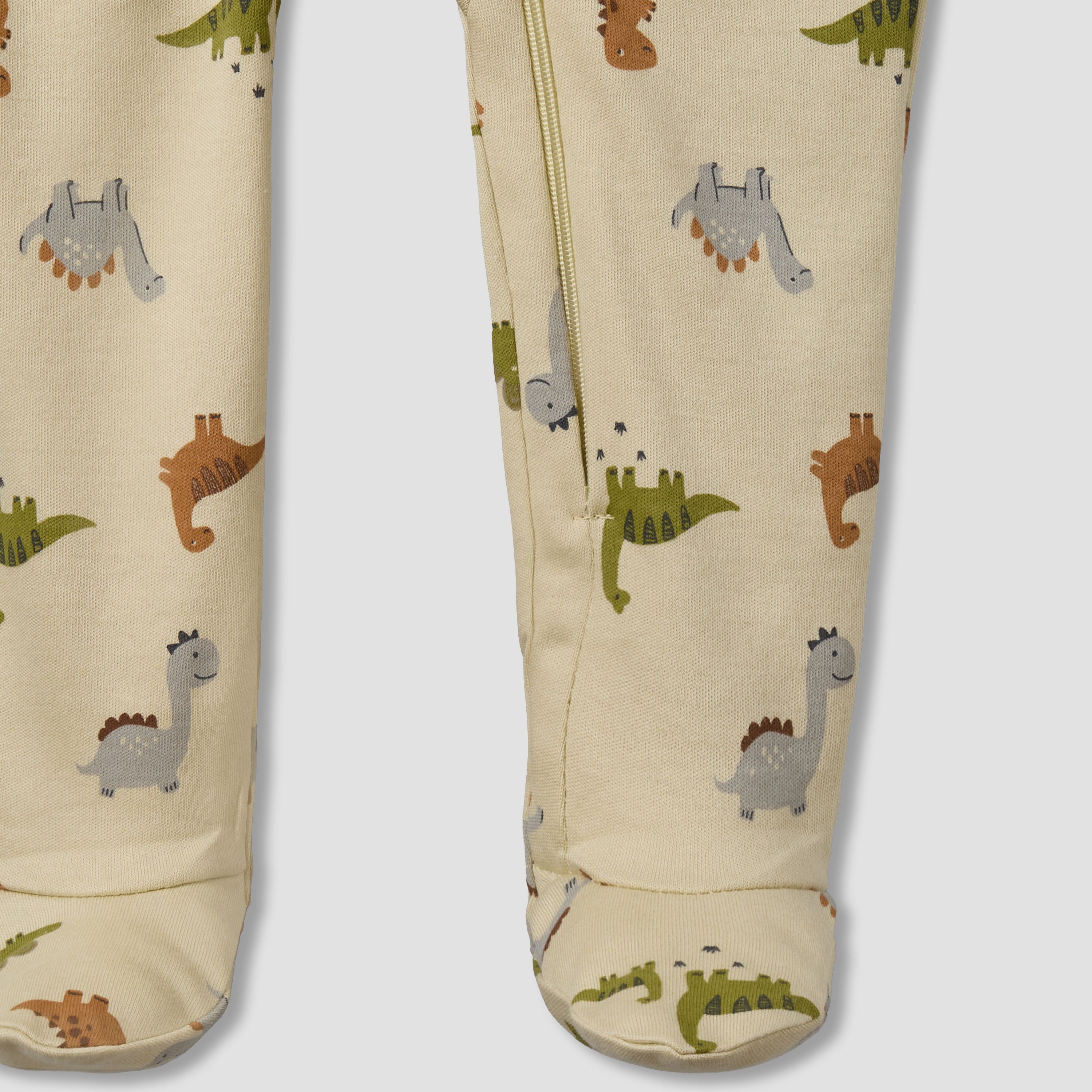 Juniors Cotton Round Neck Long Sleeves Sleepsuit with Dinosaur Print