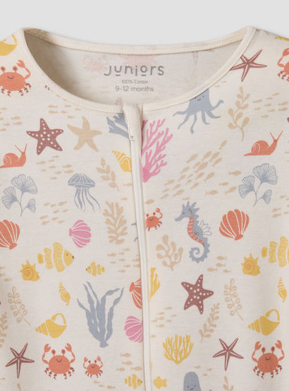 Juniors Cotton Round Neck Long Sleeves Sleepsuit with Underwater Print-baby-girls-clothing-nightwear-sleepsuits-image-3