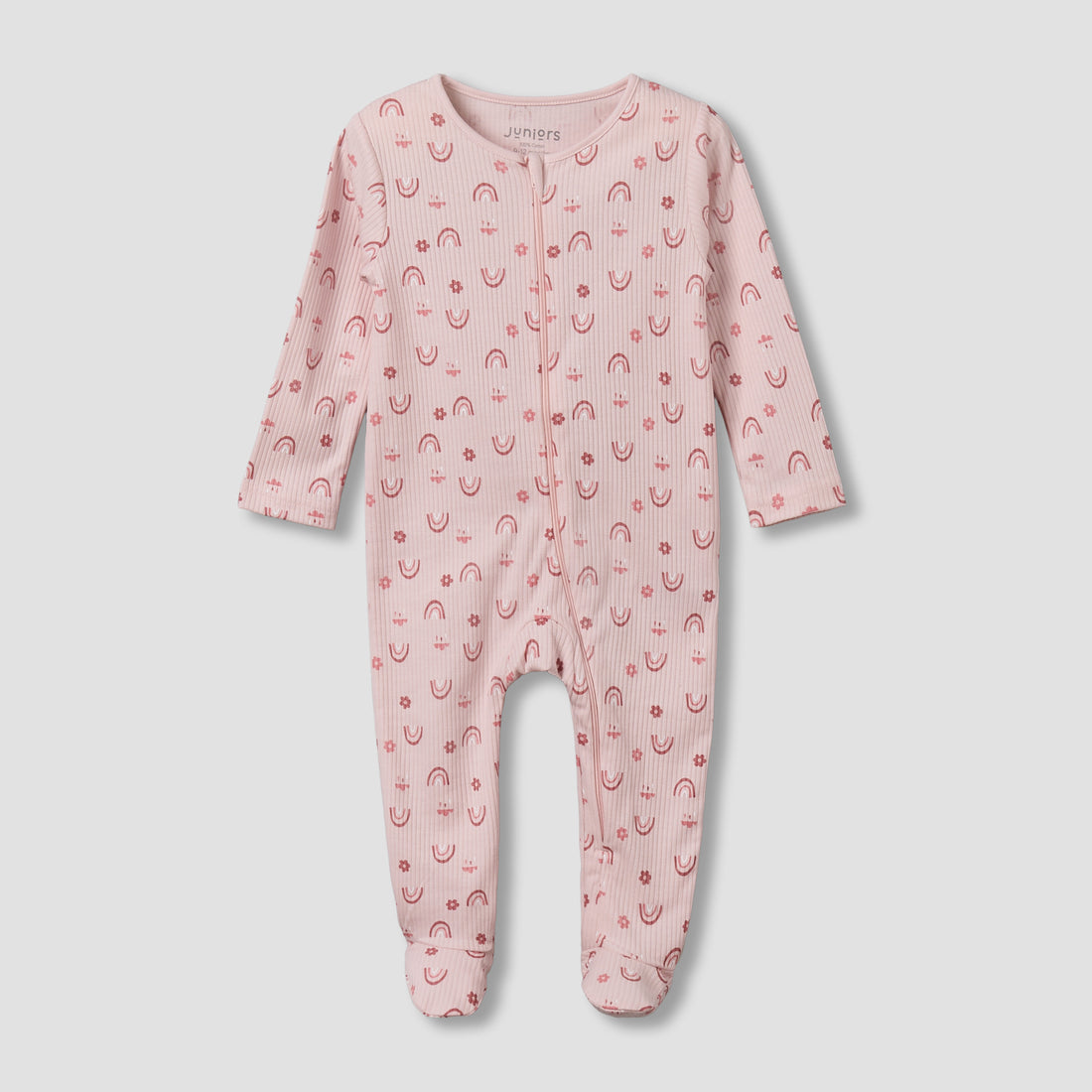 Juniors Cotton Round Neck Long Sleeves Sleepsuit with Fun Print - Pink / 12-18 mths