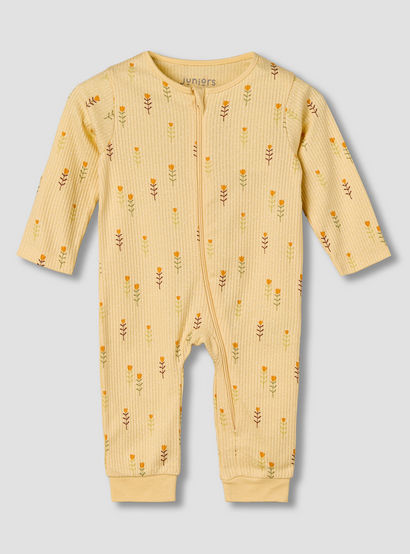 Juniors Cotton Round Neck Long Sleeves Sleepsuit with Floral Print-baby-girls-clothing-nightwear-sleepsuits-image-2