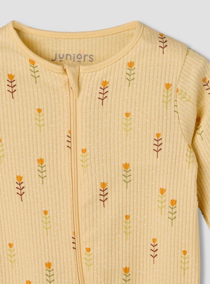 Juniors Cotton Round Neck Long Sleeves Sleepsuit with Floral Print-baby-girls-clothing-nightwear-sleepsuits-image-4