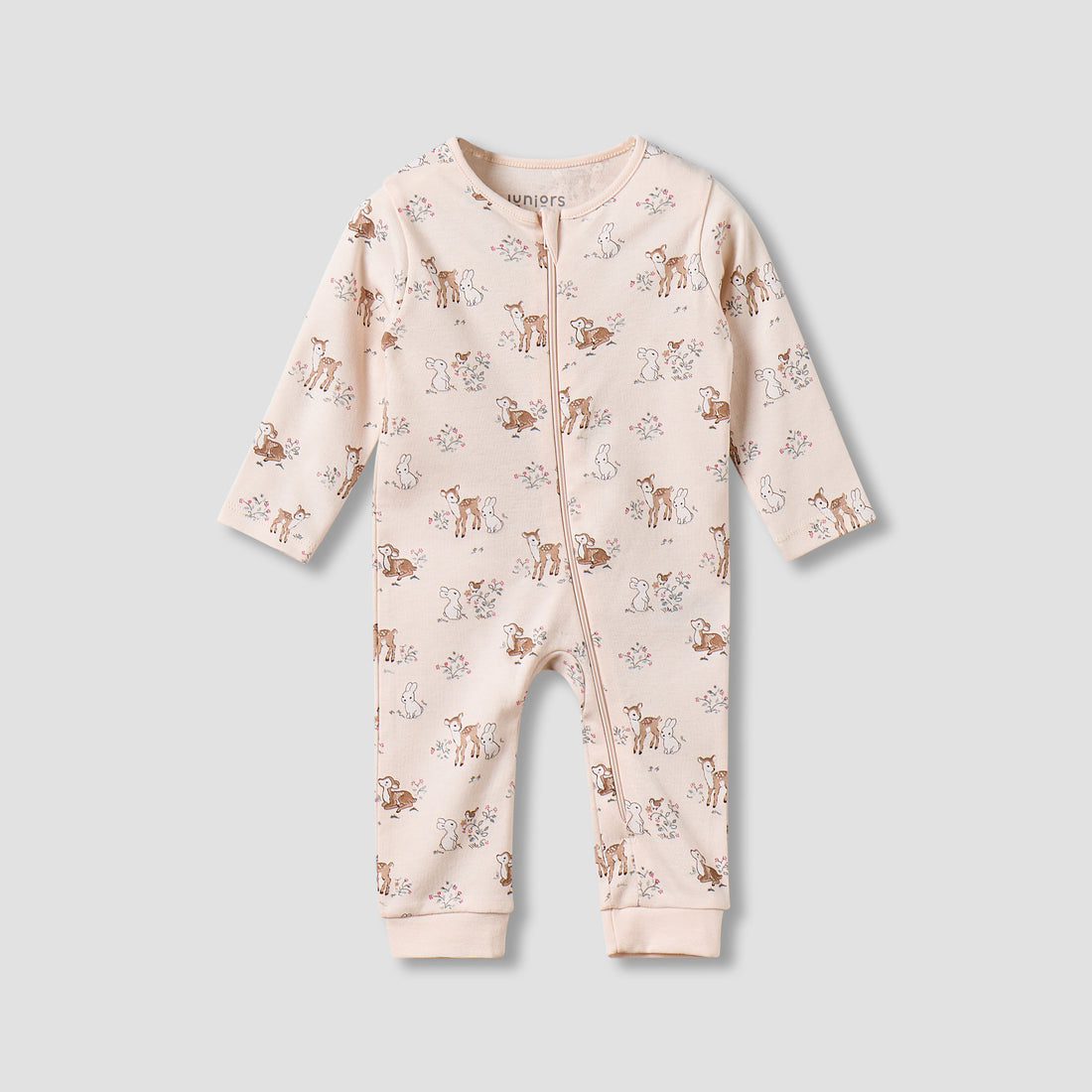 Juniors Cotton Long Sleeves Sleepsuit with Deer Print