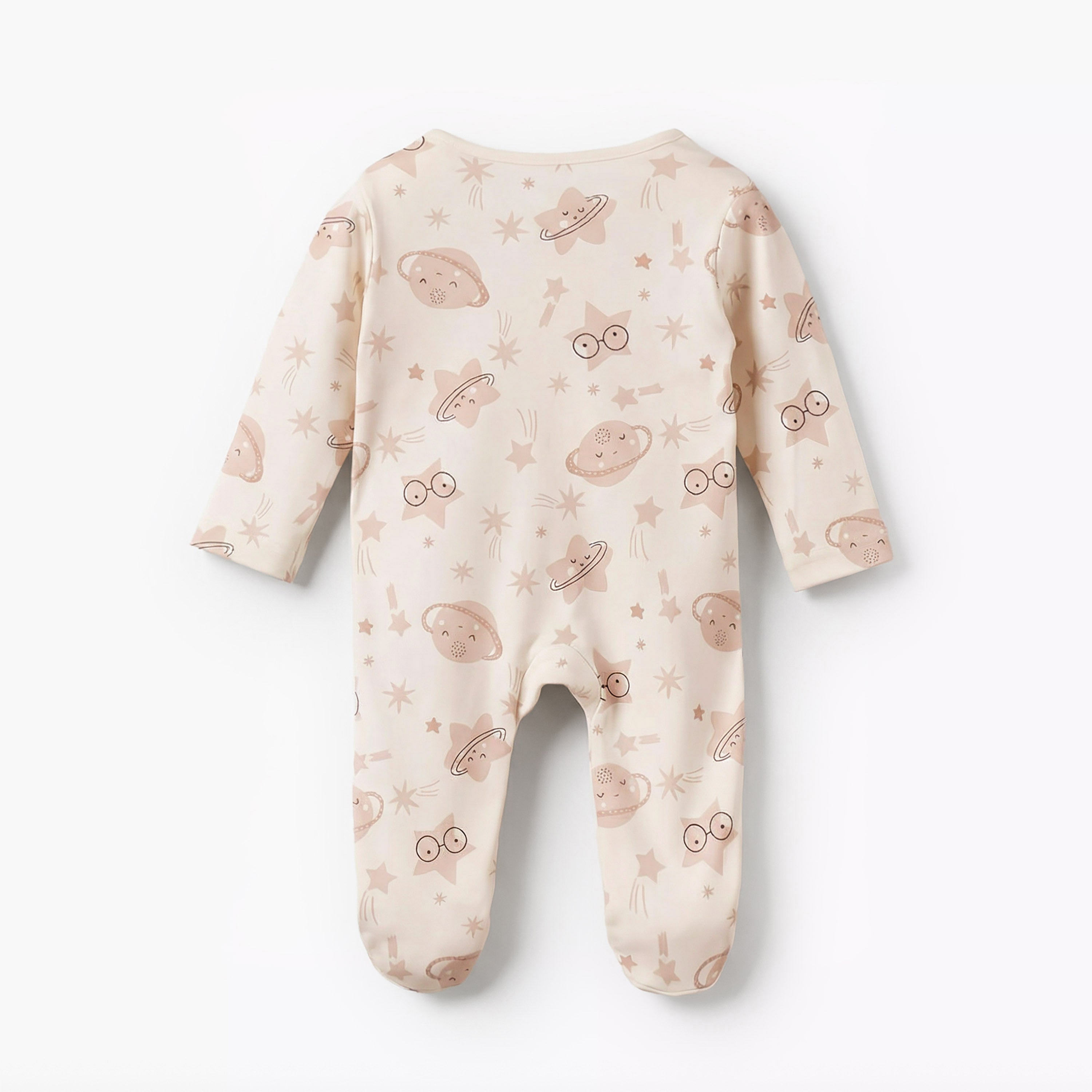 Juniors Cotton Round Neck Long Sleeves Sleepsuit with Space Print