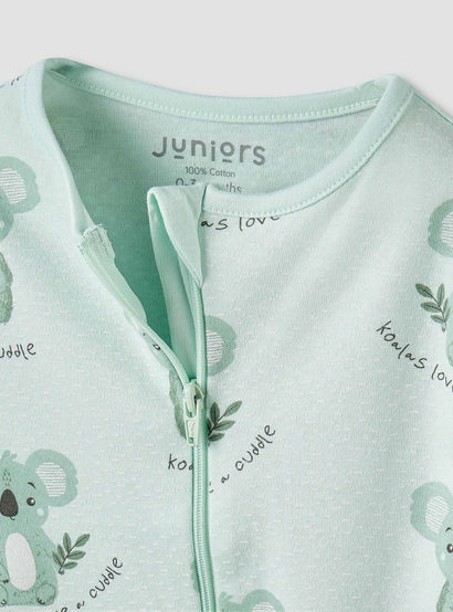 Juniors Cotton Round Neck Long Sleeves Sleepsuit with Koala Print-baby-boys-clothing-nightwear-sleepsuits-image-3