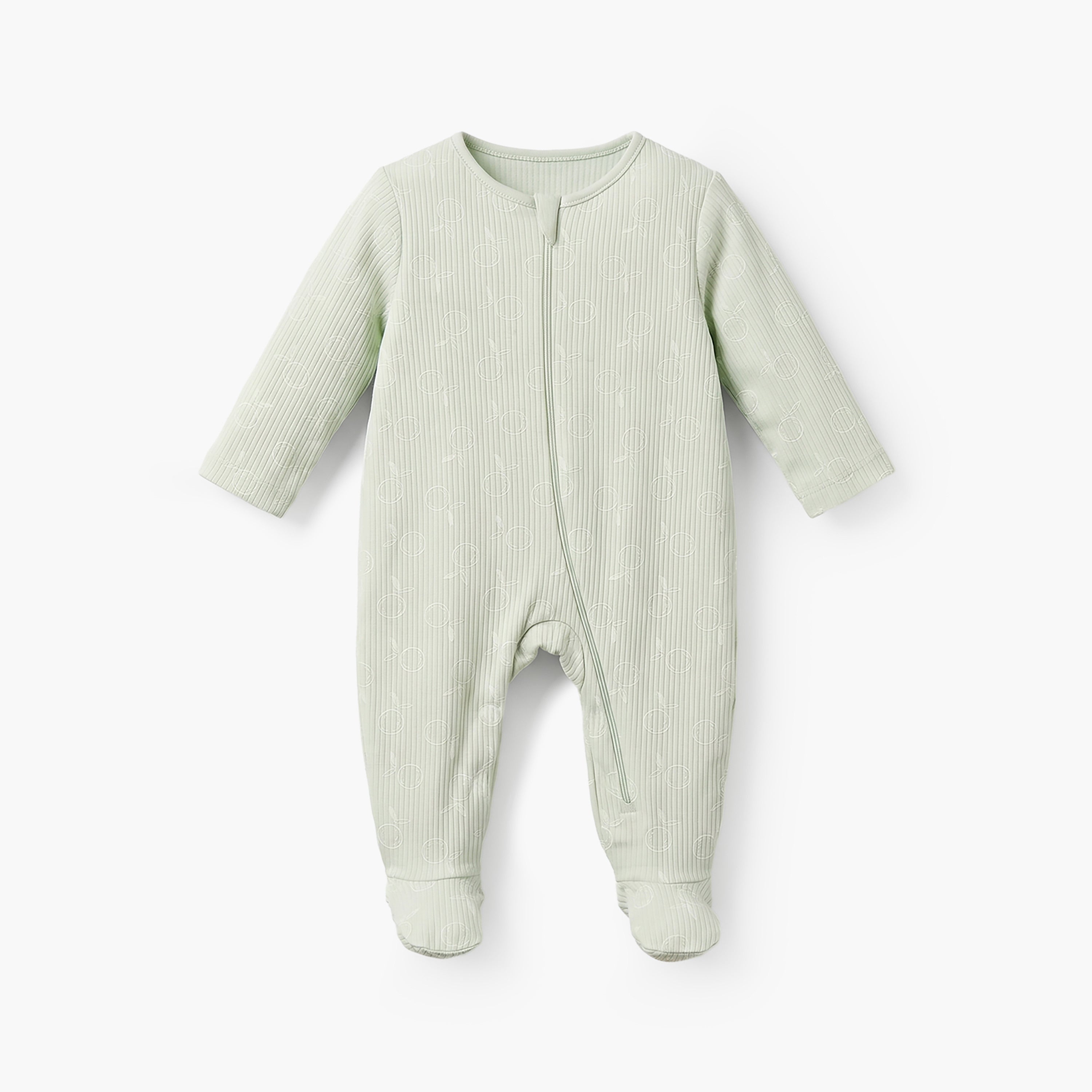 Pack of 3 Juniors Cotton Round Neck Long Sleeves Sleepsuit with Zip Closure