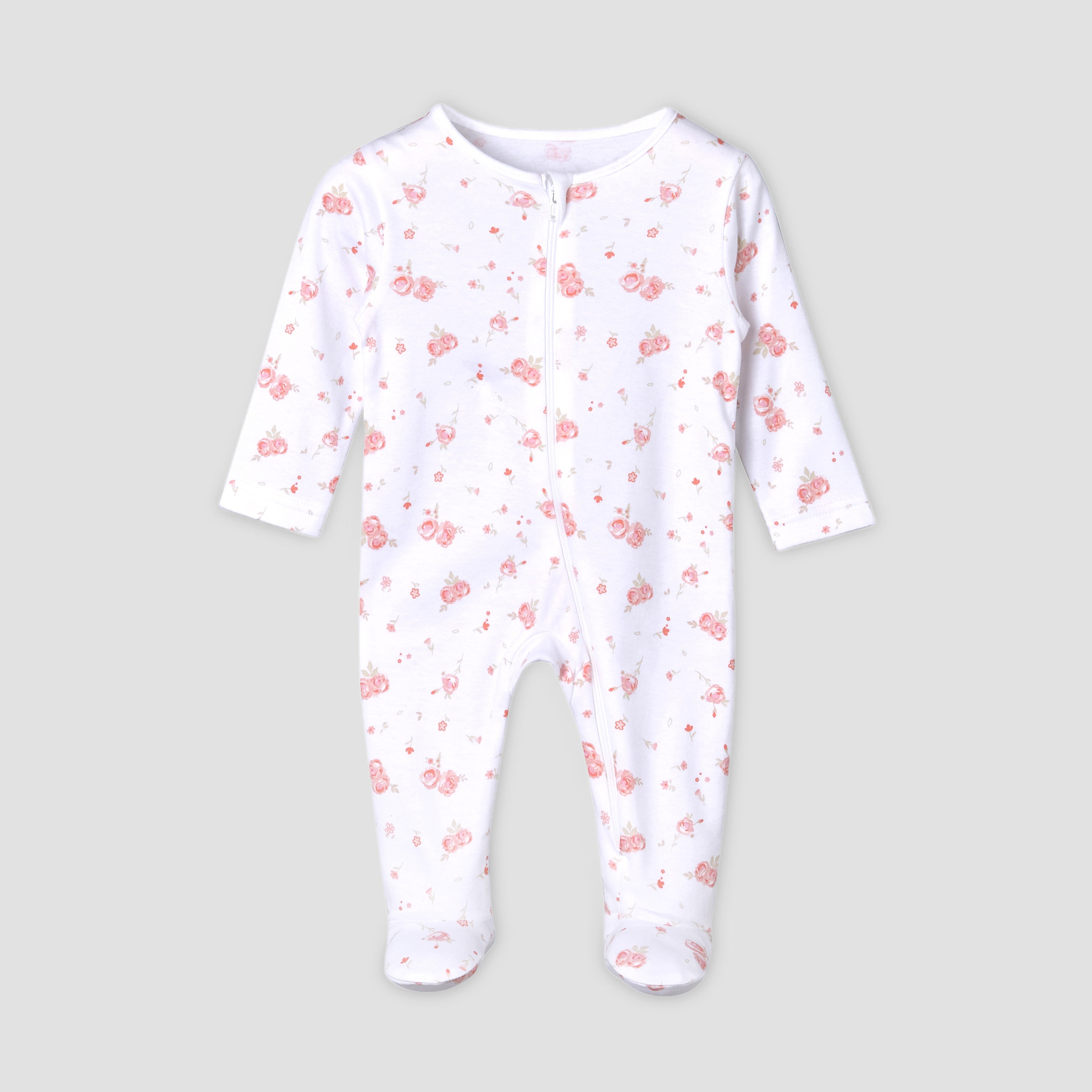 Pack of 5 Juniors Cotton Round Neck Long Sleeves Sleepsuit with Zip Closure