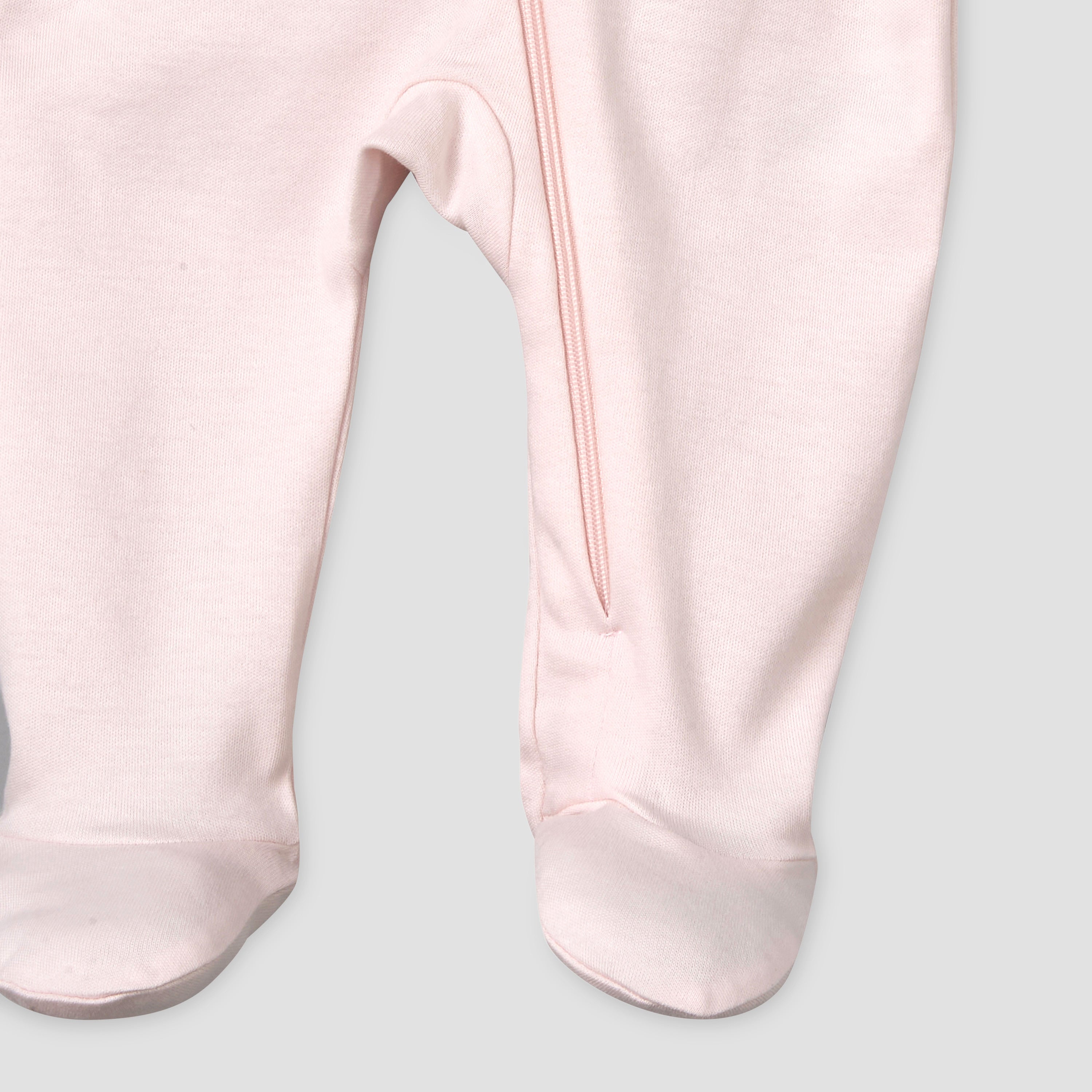 Pack of 5 Juniors Cotton Round Neck Long Sleeves Sleepsuit with Zip Closure