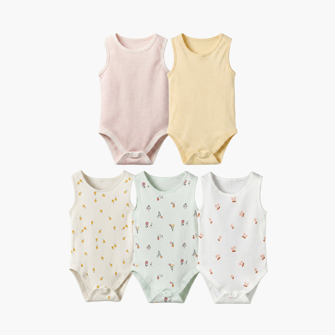 Juniors Printed Sleeveless Bodysuit - Set of 5 - Multicolour / 12-18 mths