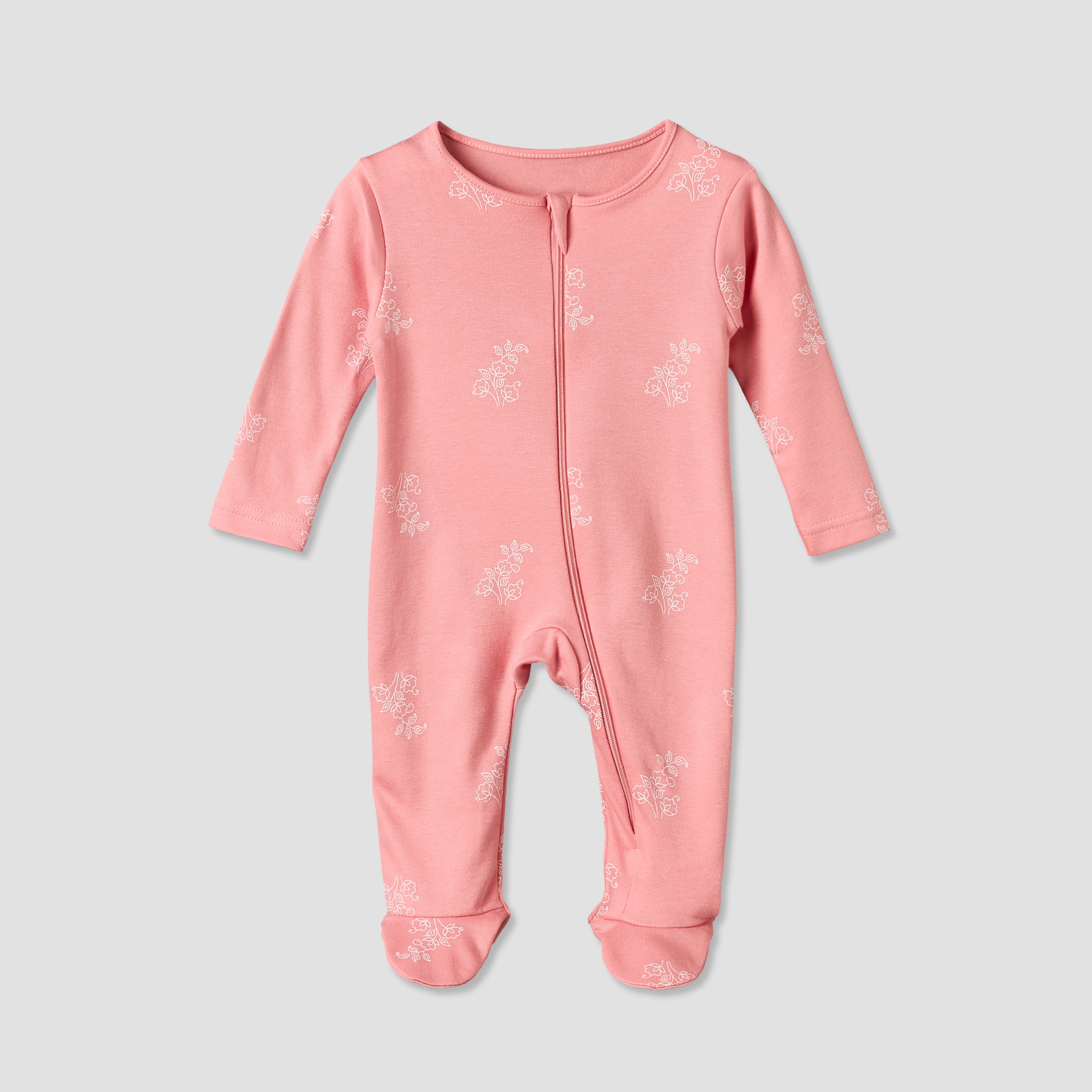 Pack of 3 Juniors Cotton Round Neck Long Sleeves Sleepsuit with Zip Closure