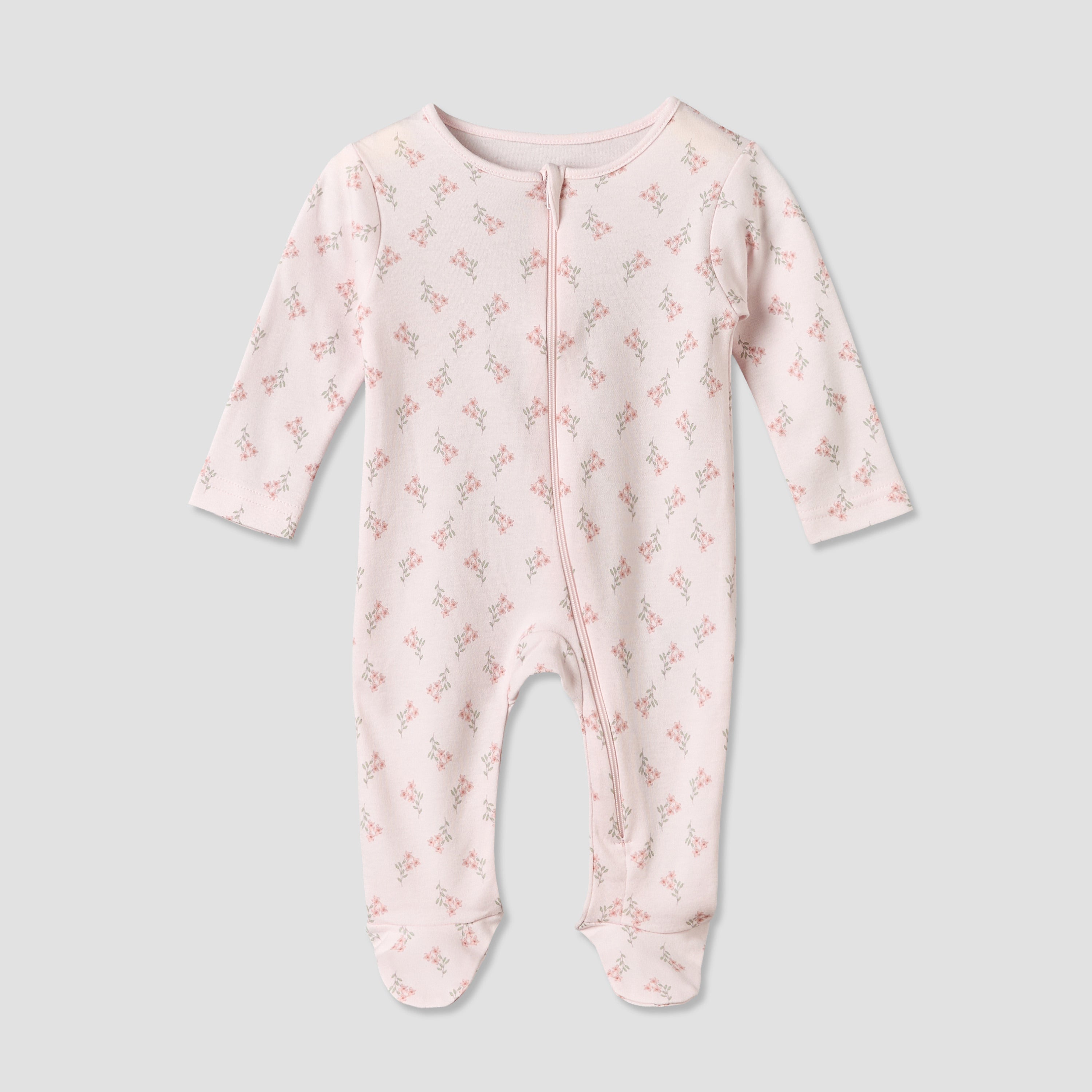 Pack of 3 Juniors Cotton Round Neck Long Sleeves Sleepsuit with Zip Closure