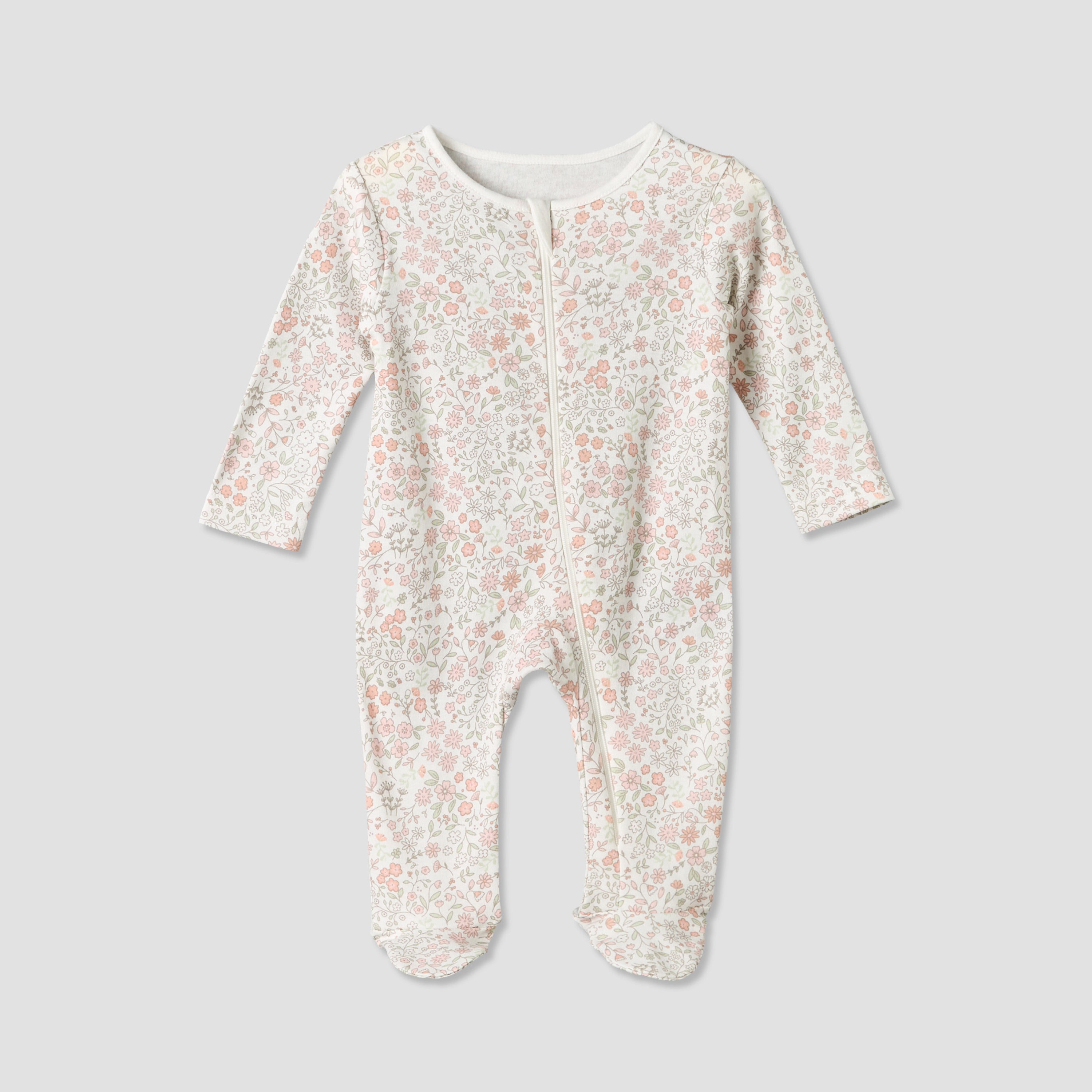Pack of 3 Juniors Cotton Round Neck Long Sleeves Sleepsuit with Zip Closure