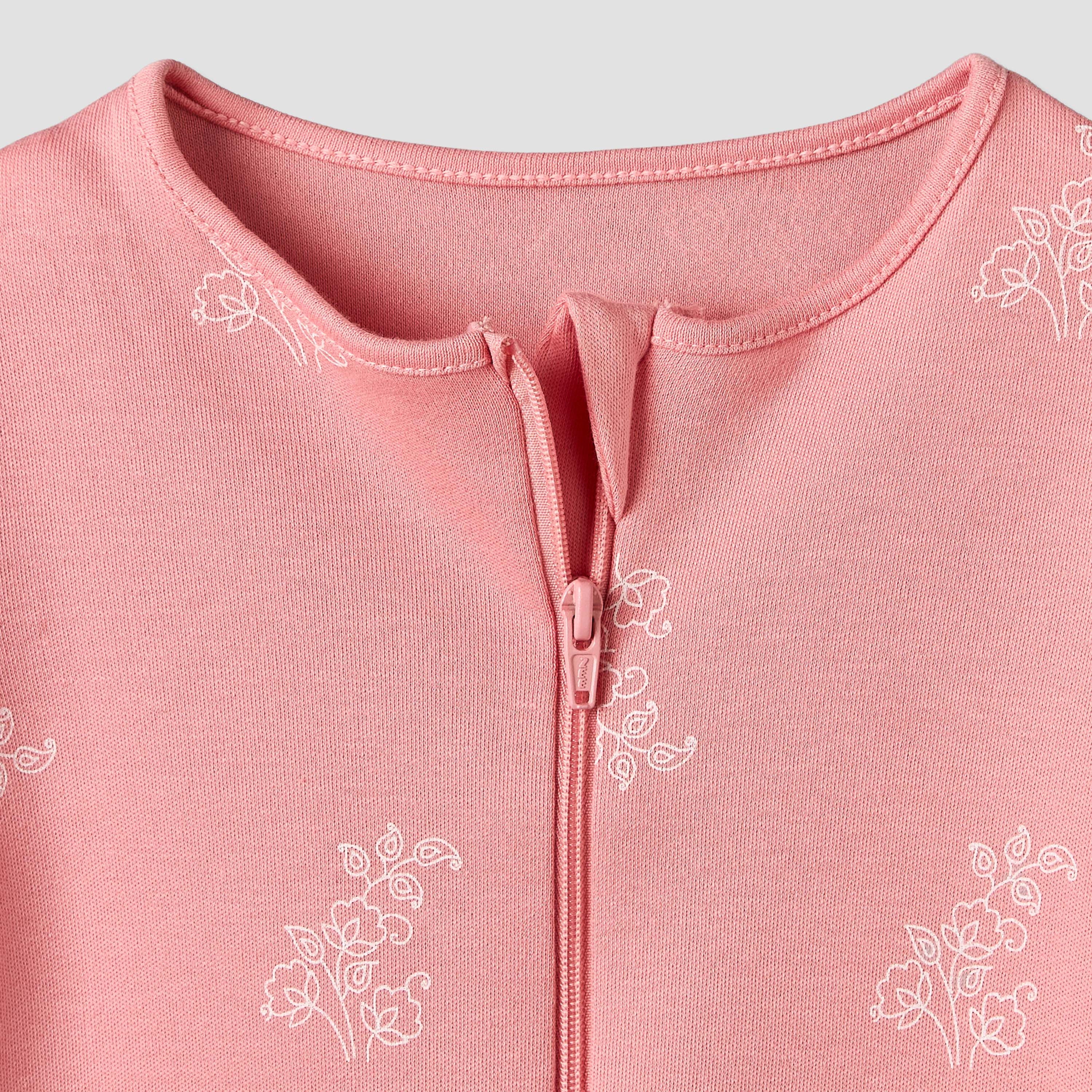 Pack of 3 Juniors Cotton Round Neck Long Sleeves Sleepsuit with Zip Closure