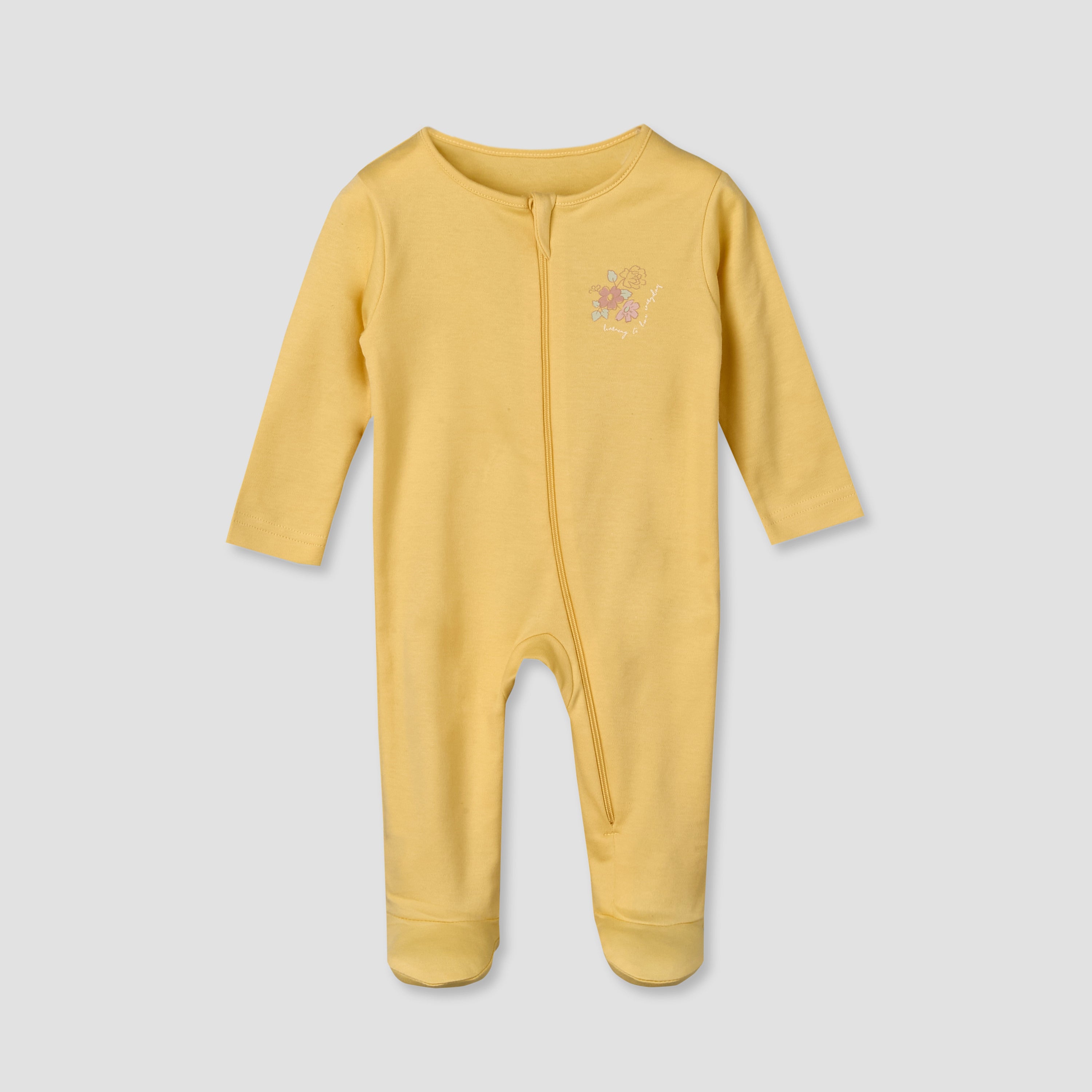Pack of 5 Juniors Cotton Crew Neck Long Sleeves Sleepsuit with Zip Closure