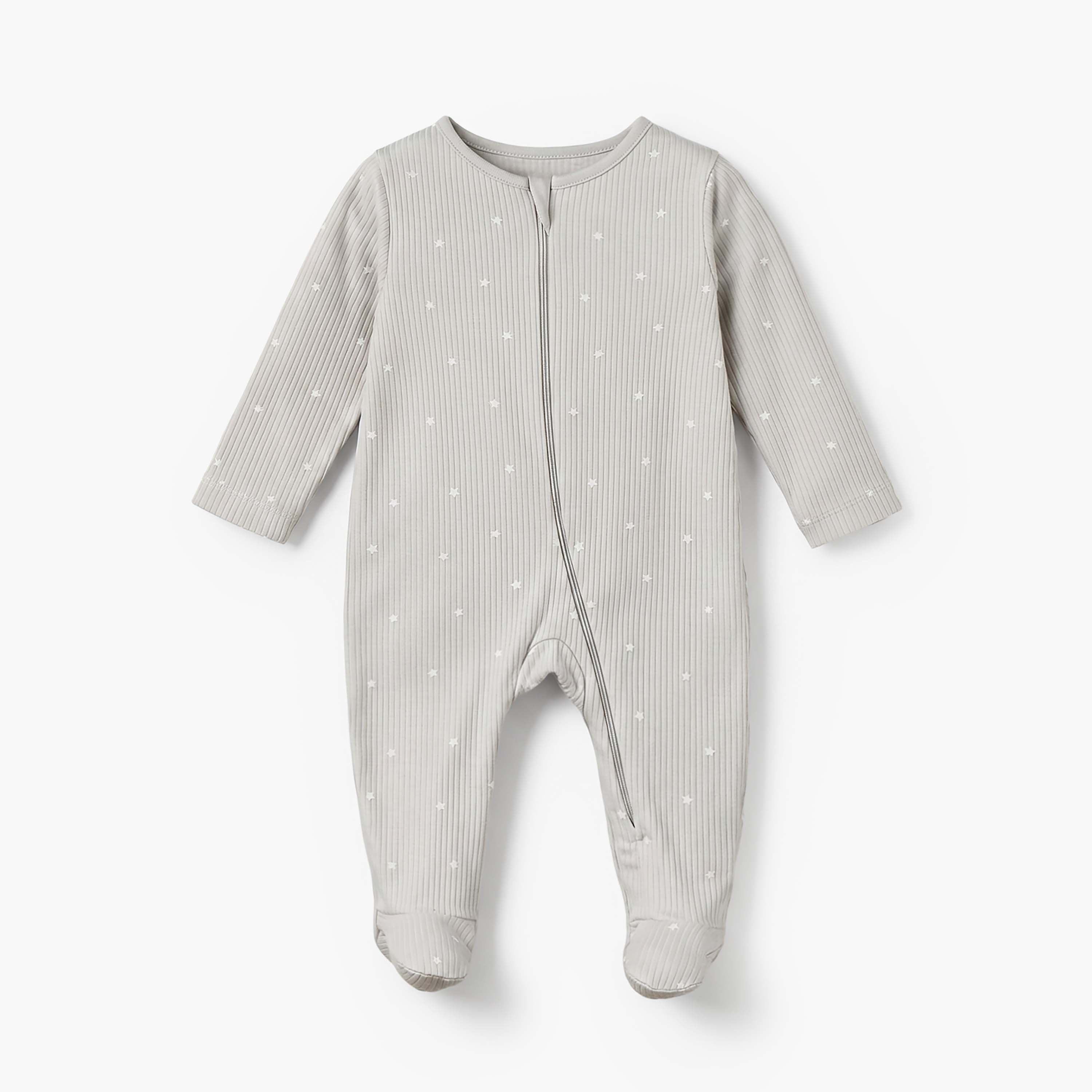 Pack of 3 Juniors Cotton Round Neck Long Sleeves Sleepsuit with Zip Closure