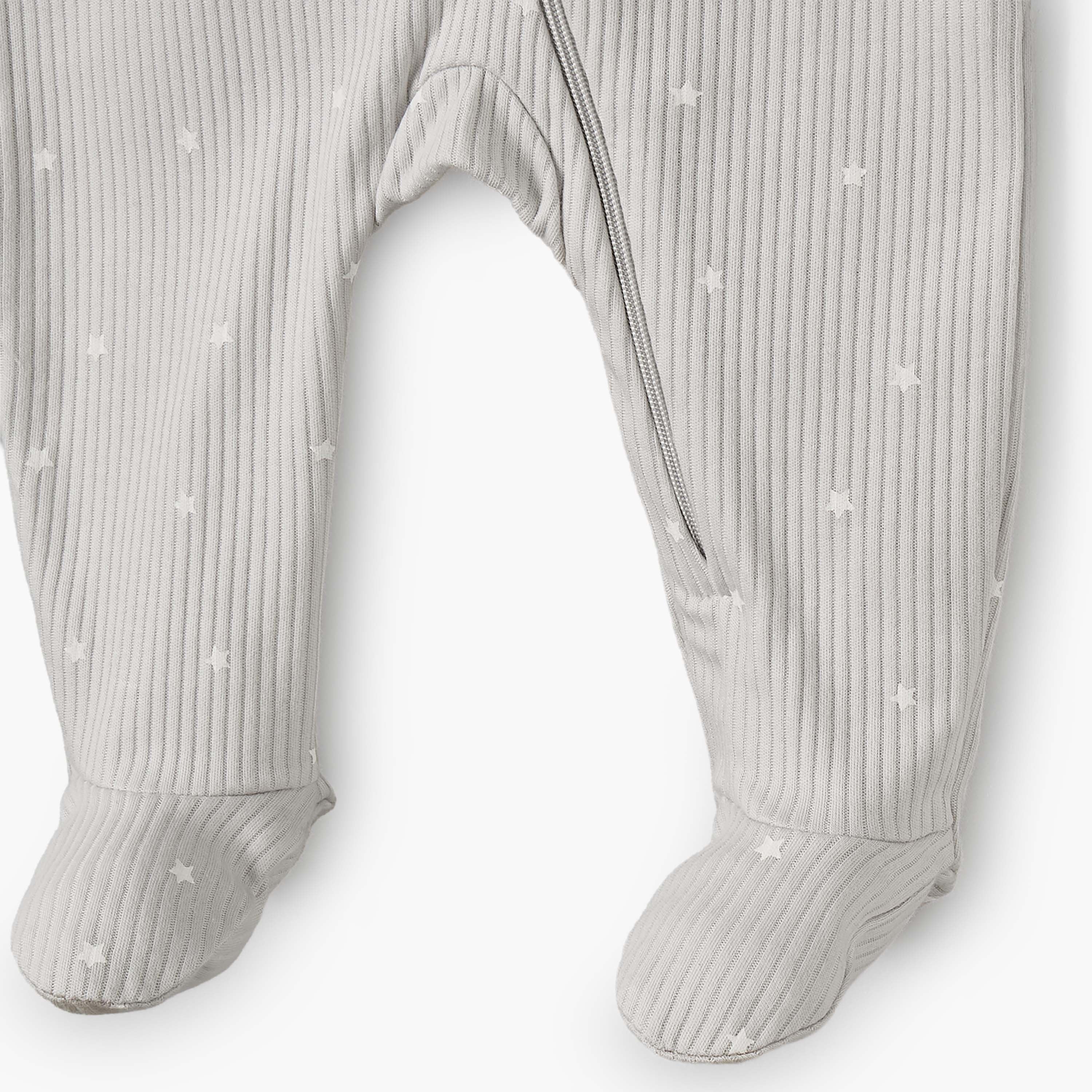 Pack of 3 Juniors Cotton Round Neck Long Sleeves Sleepsuit with Zip Closure