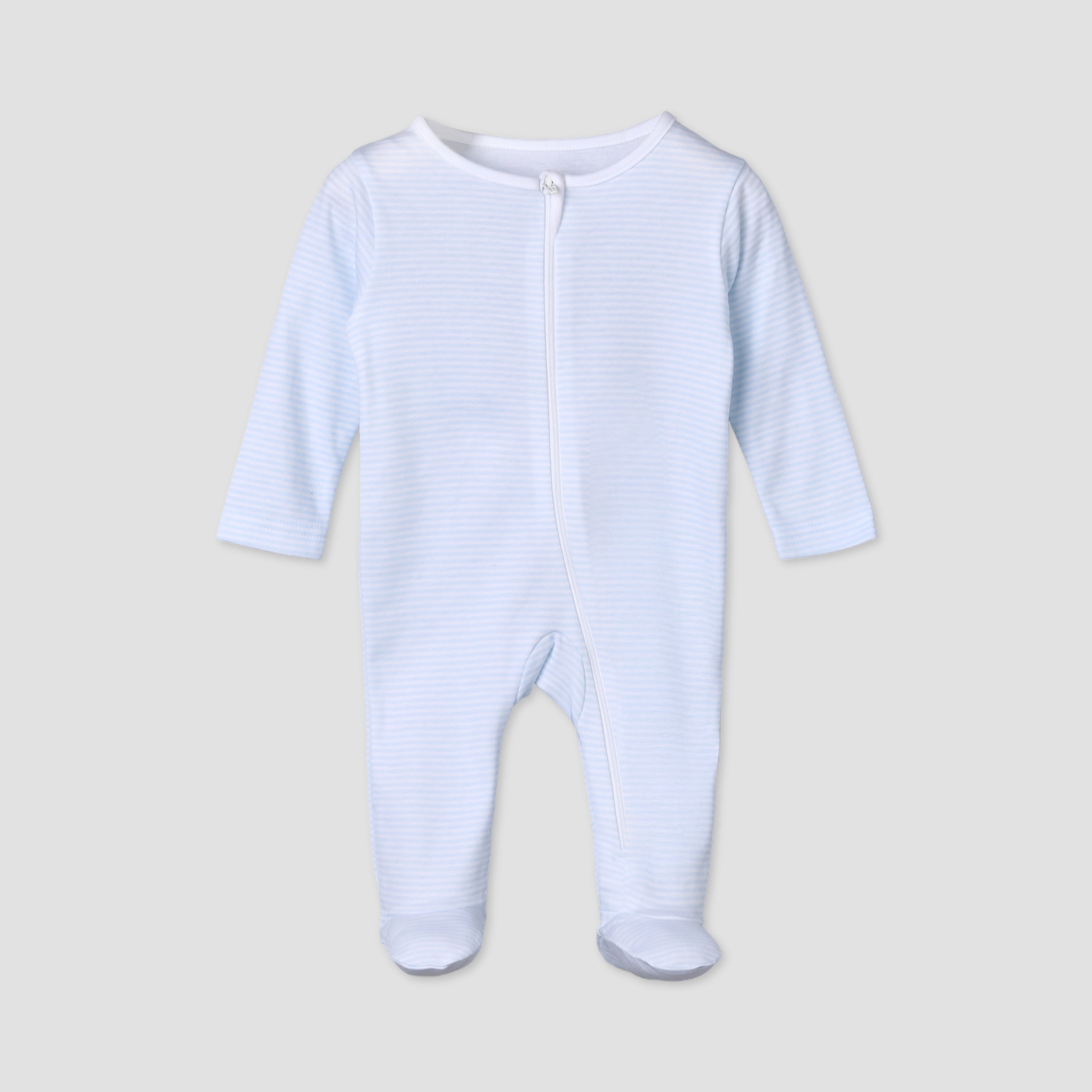 Pack of 5 Juniors Cotton Round Neck Long Sleeves Sleepsuit with Zip Closure