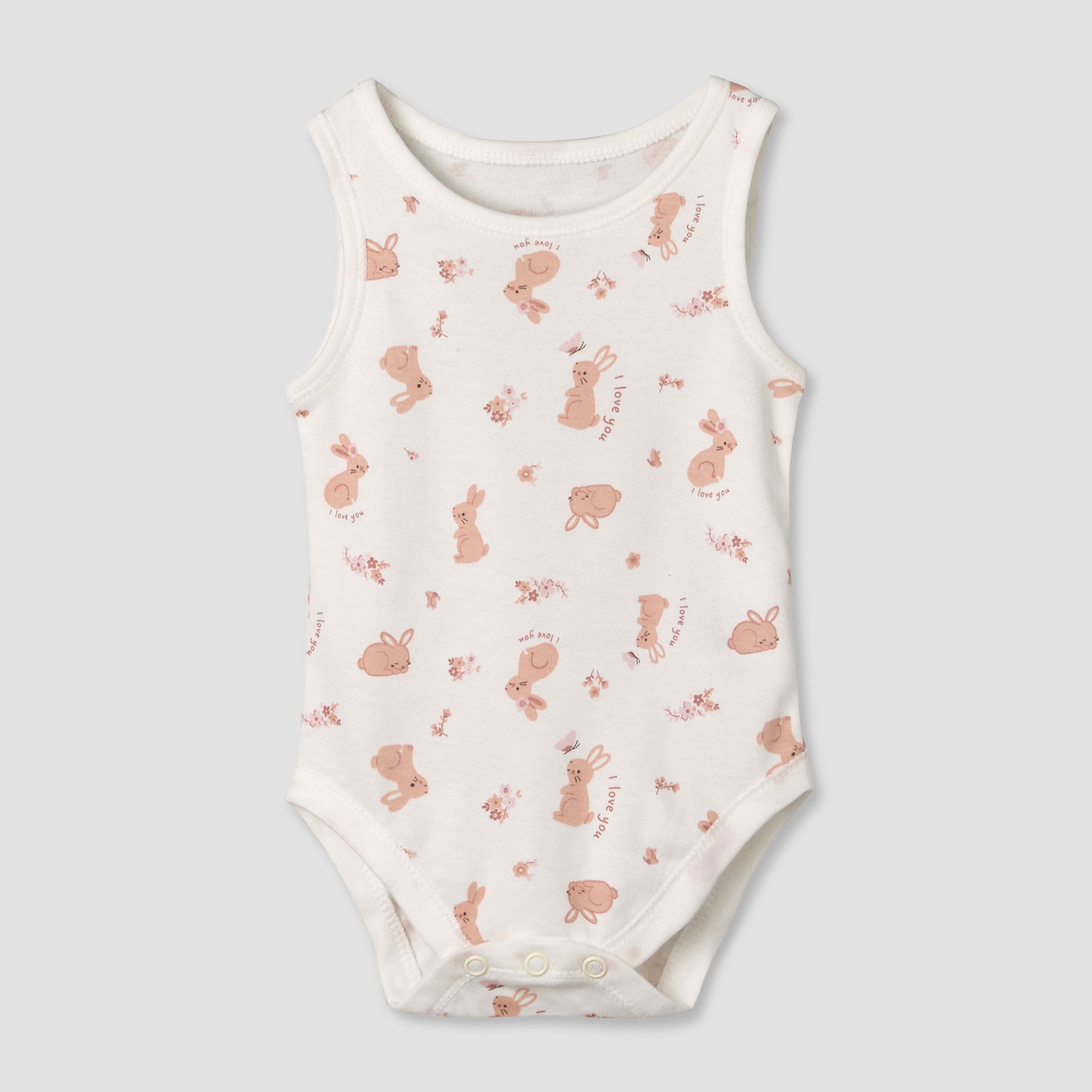 Pack of 5 Juniors Cotton Sleeveless Bodysuit with Fun Print