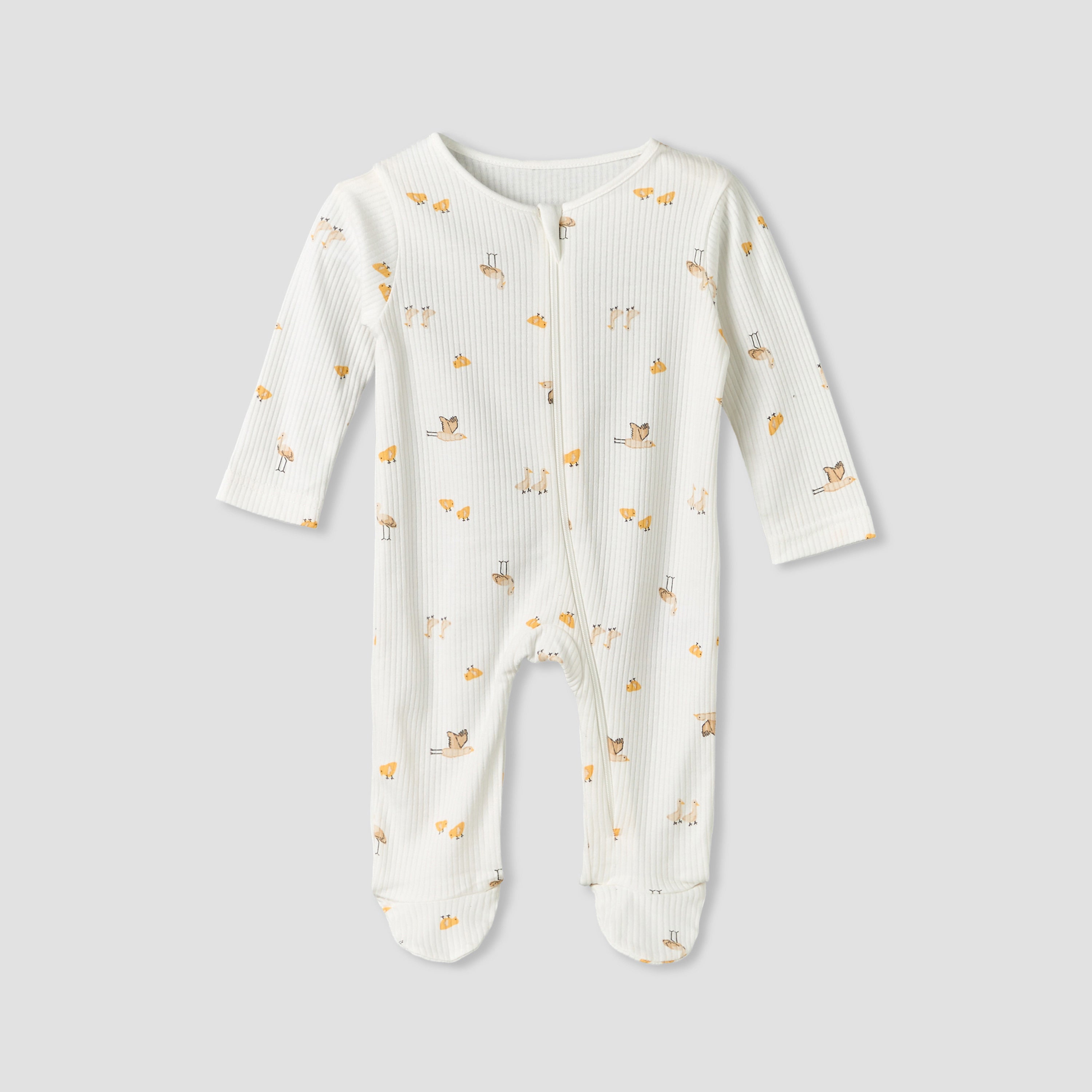 Pack of 5 Juniors Cotton Round Neck Long Sleeves Sleepsuit with Zip Closure