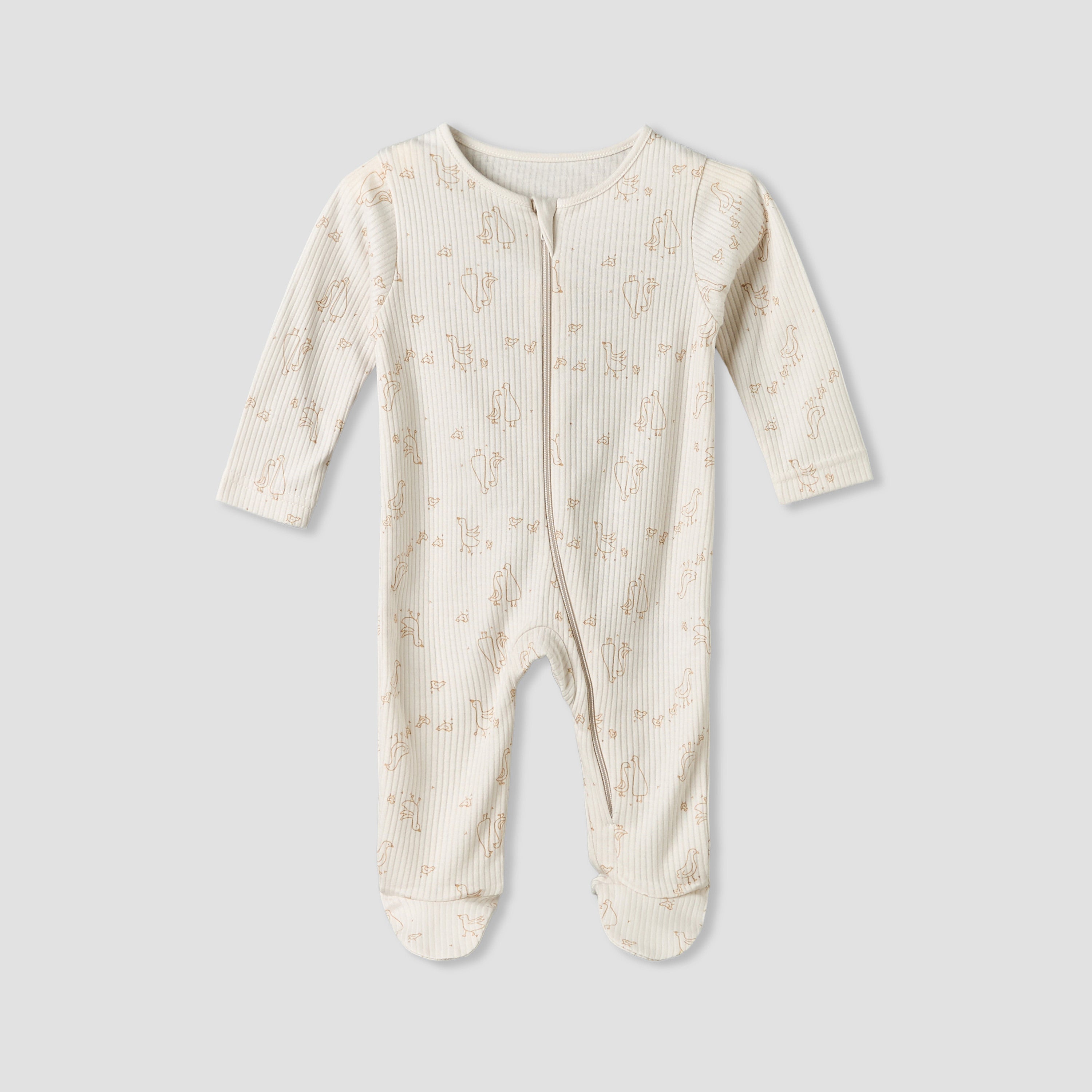 Pack of 5 Juniors Cotton Round Neck Long Sleeves Sleepsuit with Zip Closure
