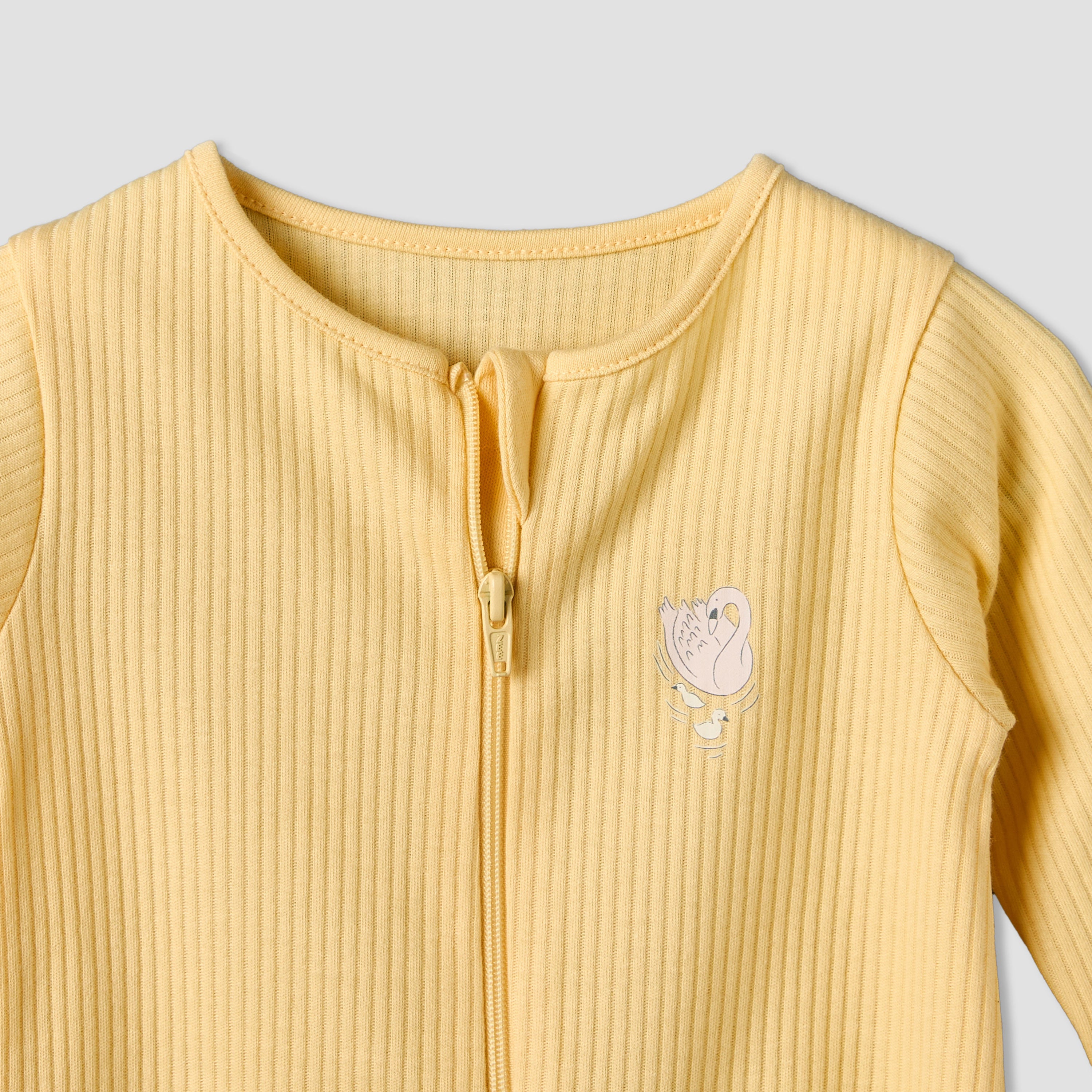 Pack of 5 Juniors Cotton Round Neck Long Sleeves Sleepsuit with Zip Closure