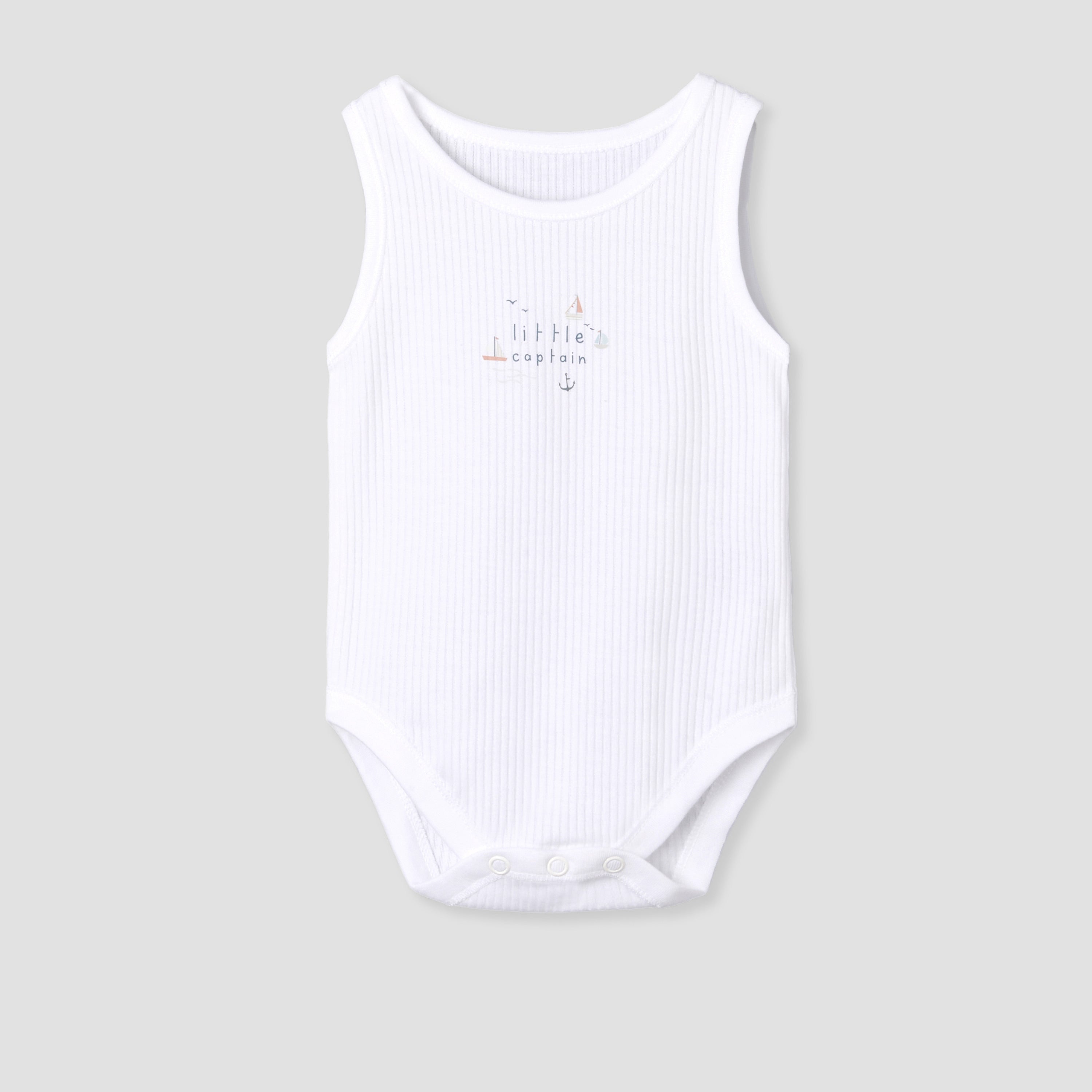 Pack of 5 Juniors Cotton Sleeveless Bodysuit with Sailboat Print
