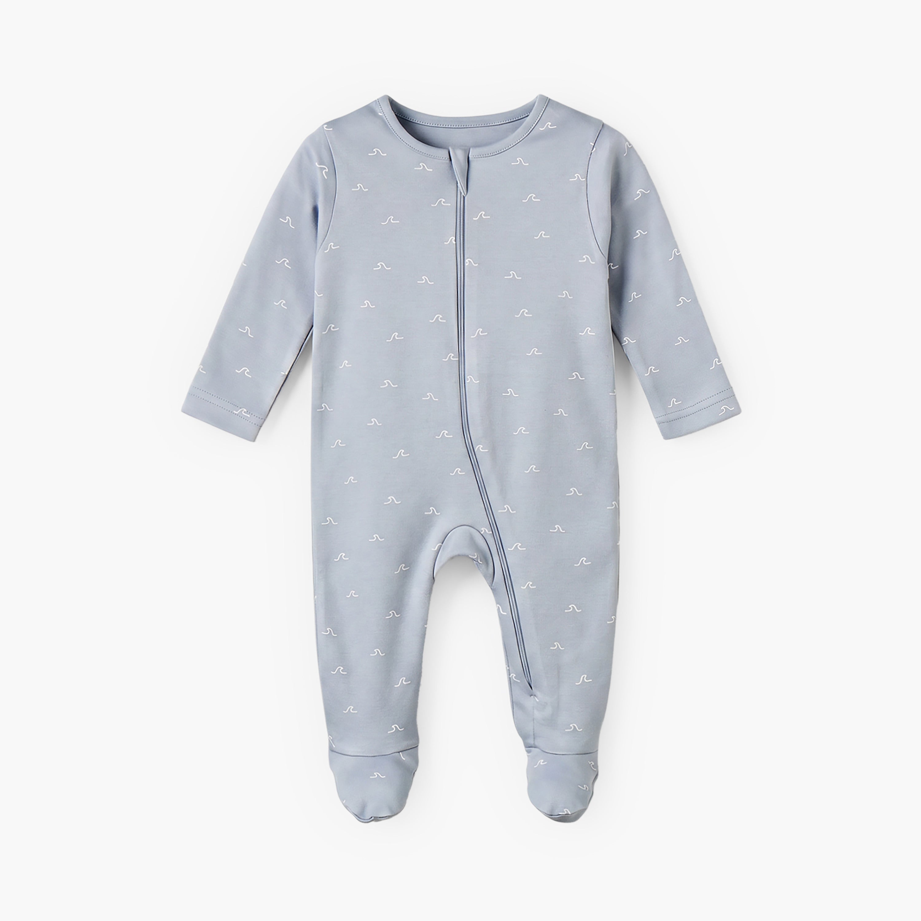 Pack of 5 Juniors Cotton Round Neck Long Sleeves Sleepsuit with Zip Closure