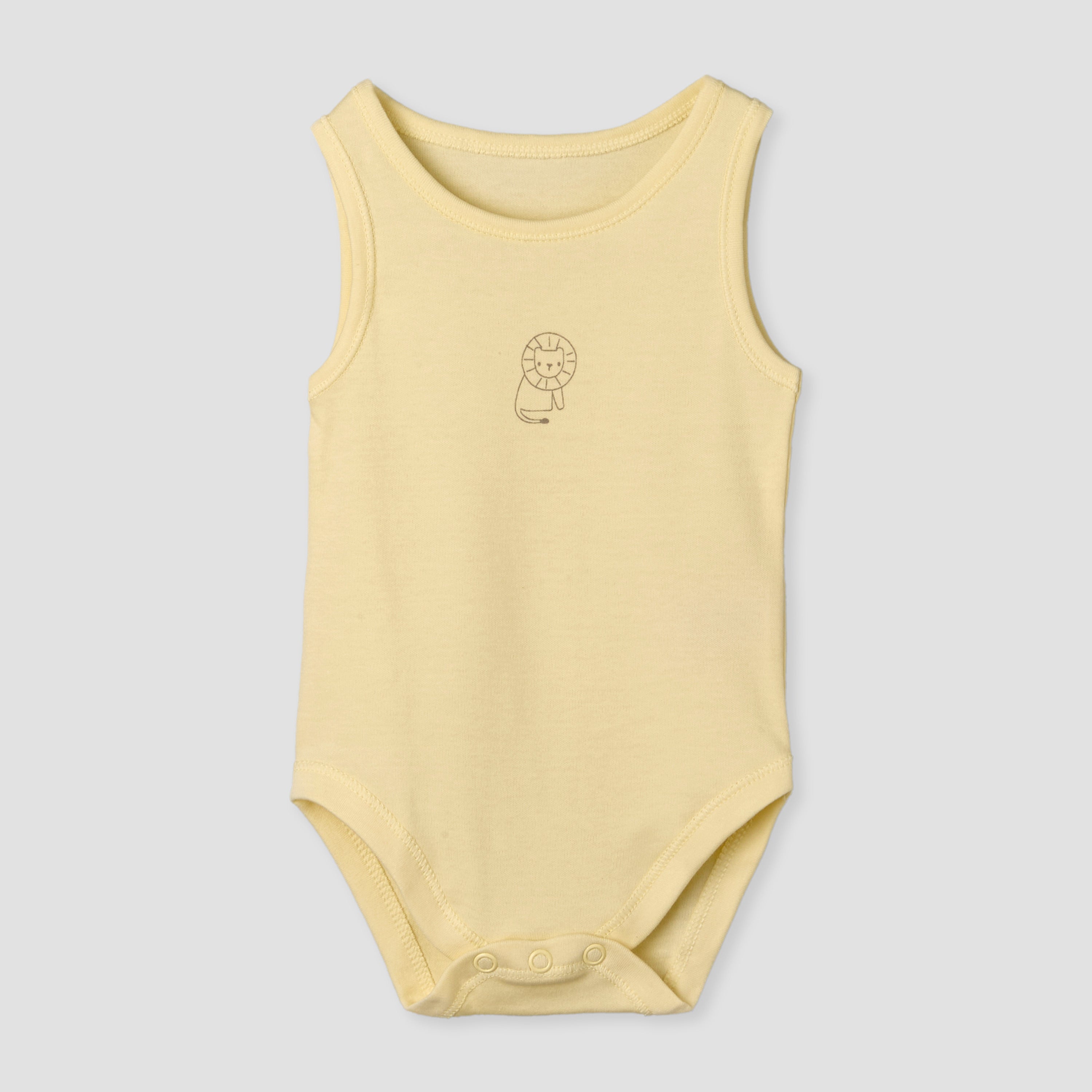 Pack of 7 Juniors Round Neck Sleeveless Bodysuit with Animal Print