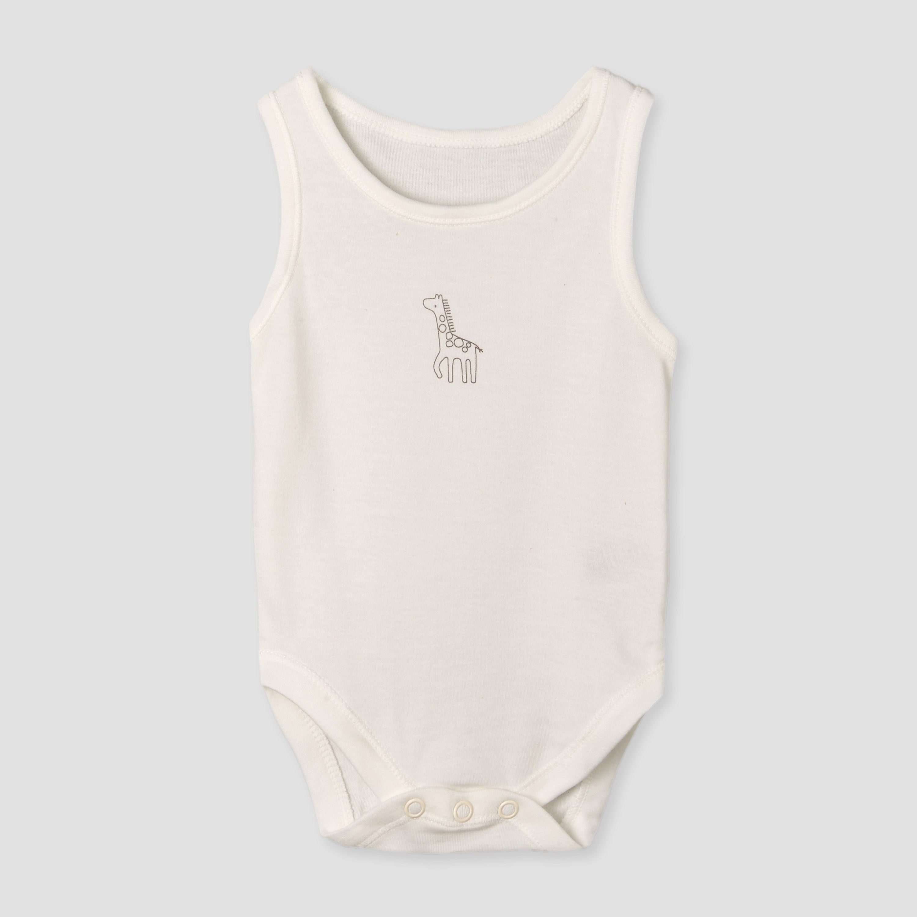 Pack of 7 Juniors Round Neck Sleeveless Bodysuit with Animal Print