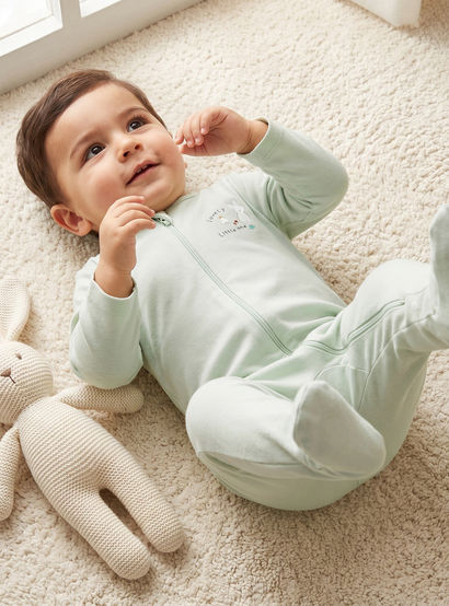 Pack of 3 Juniors Cotton Crew Neck Long Sleeves Sleepsuit with Zip Closure-baby-girls-clothing-nightwear-sleepsuits-image-2