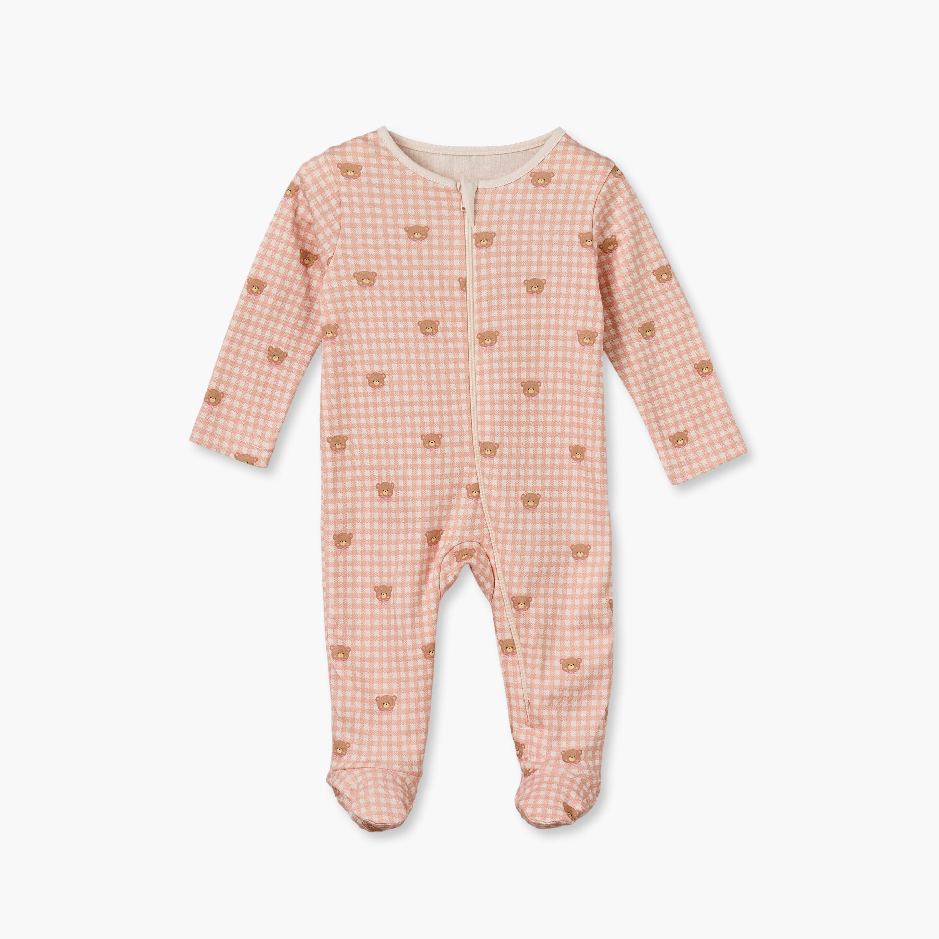Pack of 3 Juniors Cotton Crew Neck Long Sleeves Sleepsuit with Zip Closure