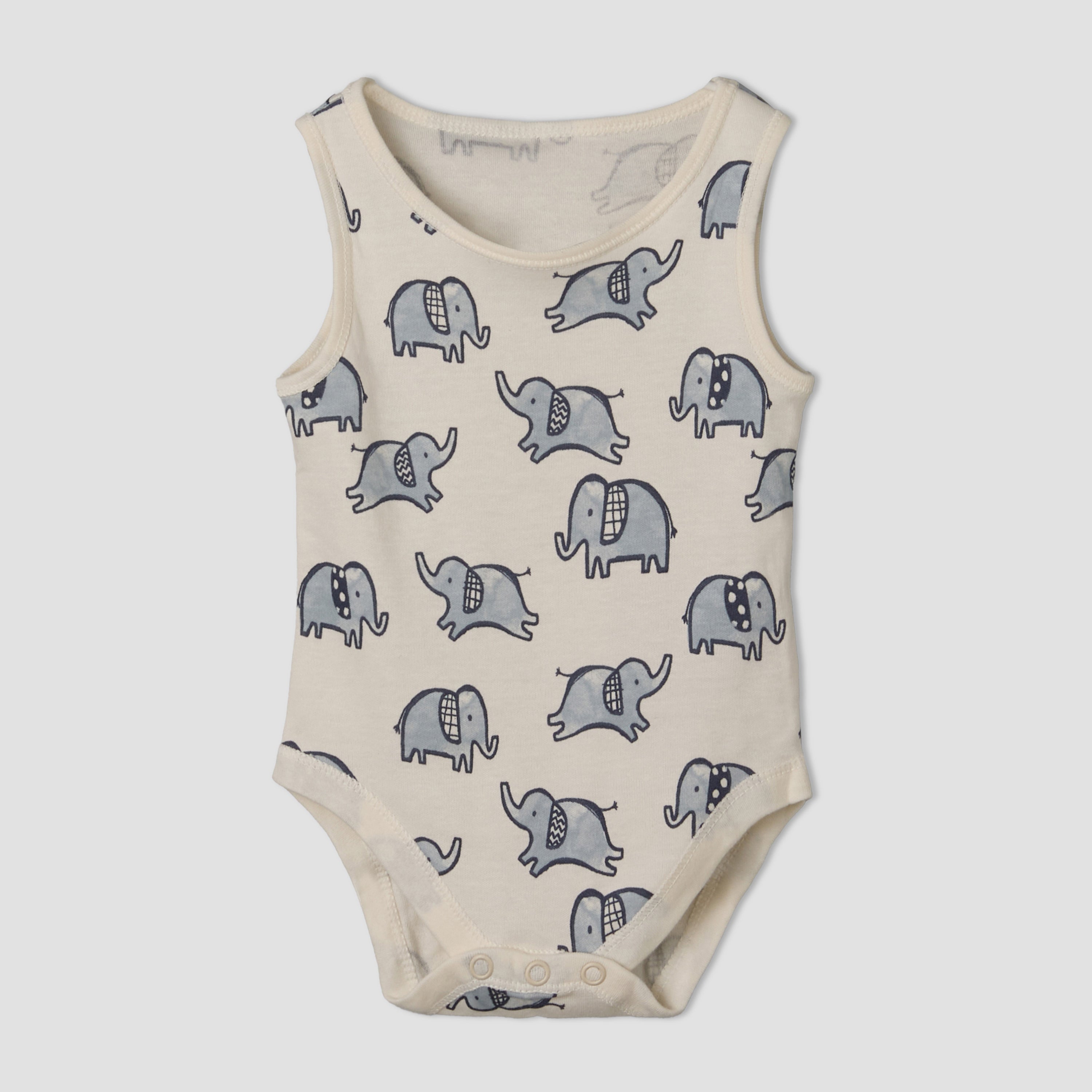 Set of 7 Juniors Round Neck Sleeveless Bodysuit with Print