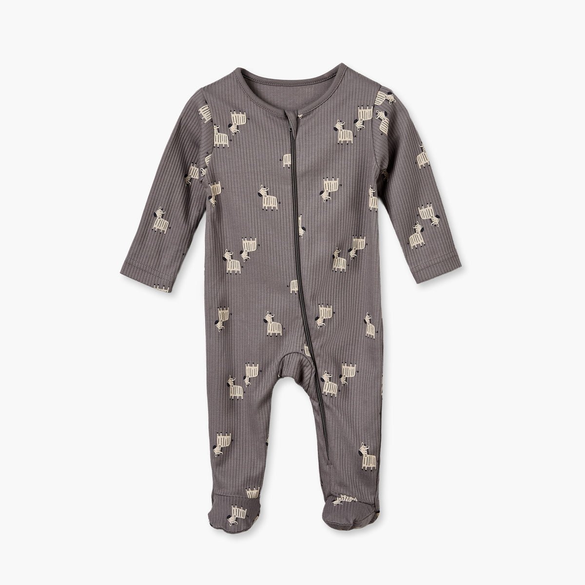 Pack of 3 Juniors Cotton Crew Neck Long Sleeves Sleepsuit with Zip Closure