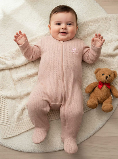 Pack of 3 Juniors Cotton Round Neck Long Sleeves Sleepsuit with Zip Closure-baby-girls-clothing-nightwear-sleepsuits-image-2