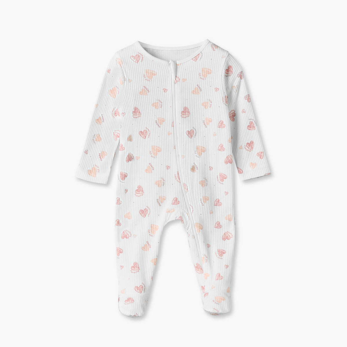 Pack of 5 Juniors Cotton Crew Neck Long Sleeves Sleepsuits with Heart Print