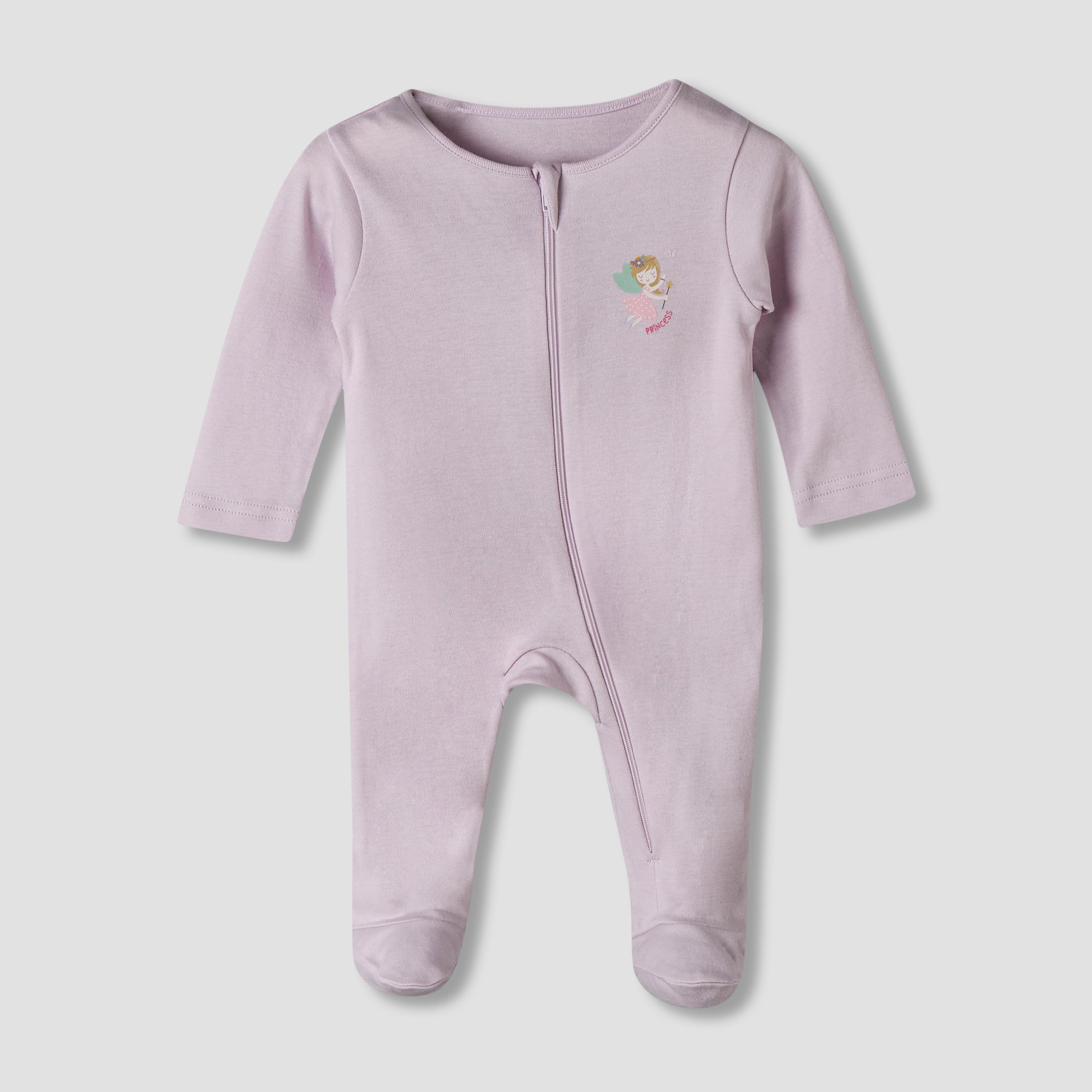 Pack of 5 Juniors Cotton Round Neck Long Sleeve Sleepsuit with Zip Closure