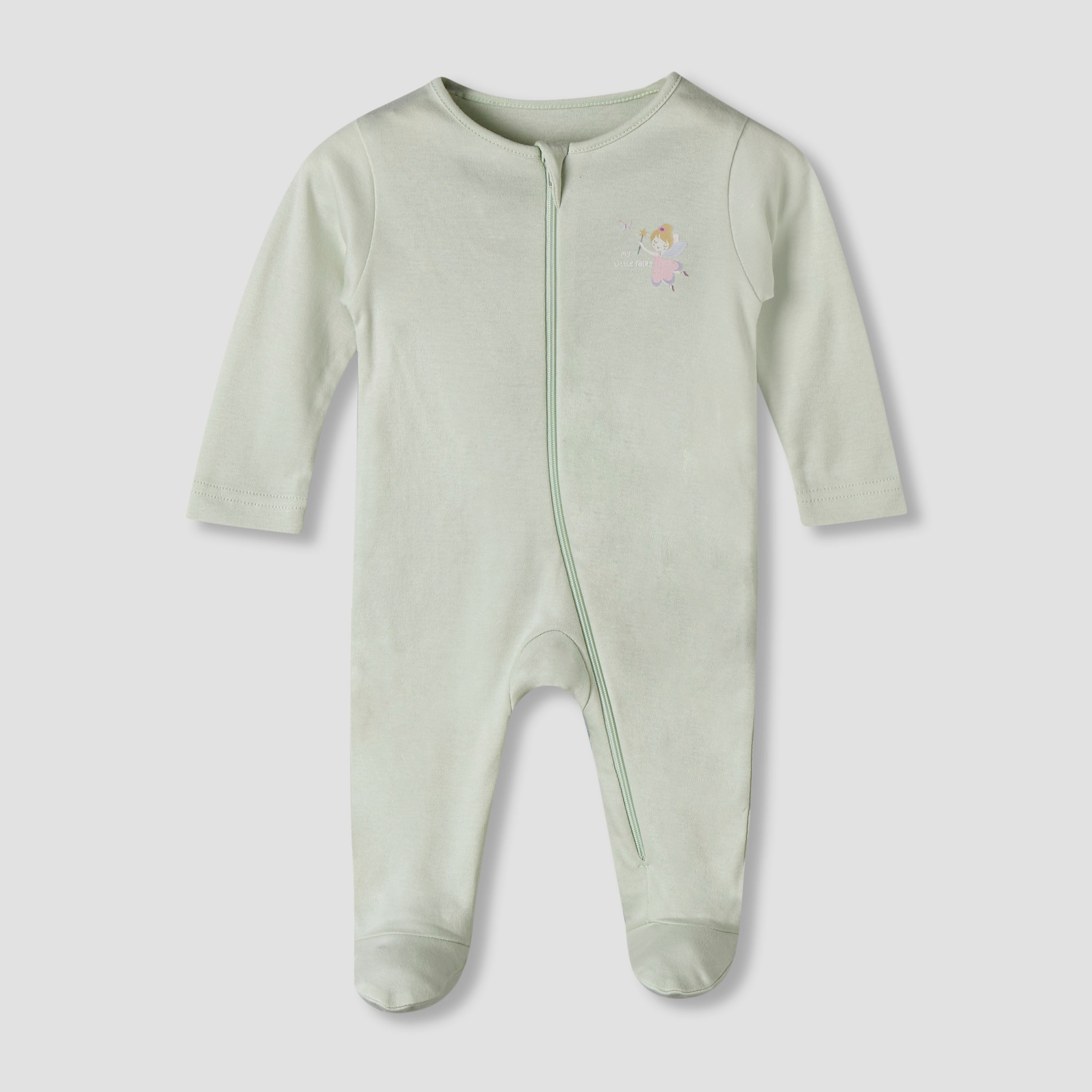 Pack of 5 Juniors Cotton Round Neck Long Sleeve Sleepsuit with Zip Closure
