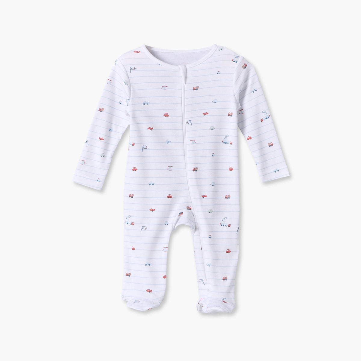 Pack of 5 Juniors Cotton Round Neck Long Sleeves Sleepsuit with Vehicle Print