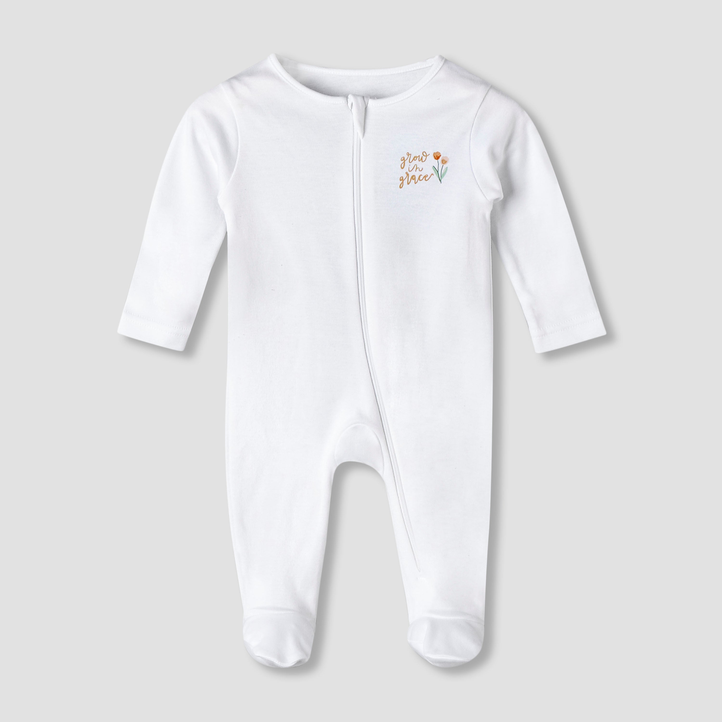 Pack of 5 Juniors Cotton Round Neck Long Sleeve Sleepsuit with Zip Closure