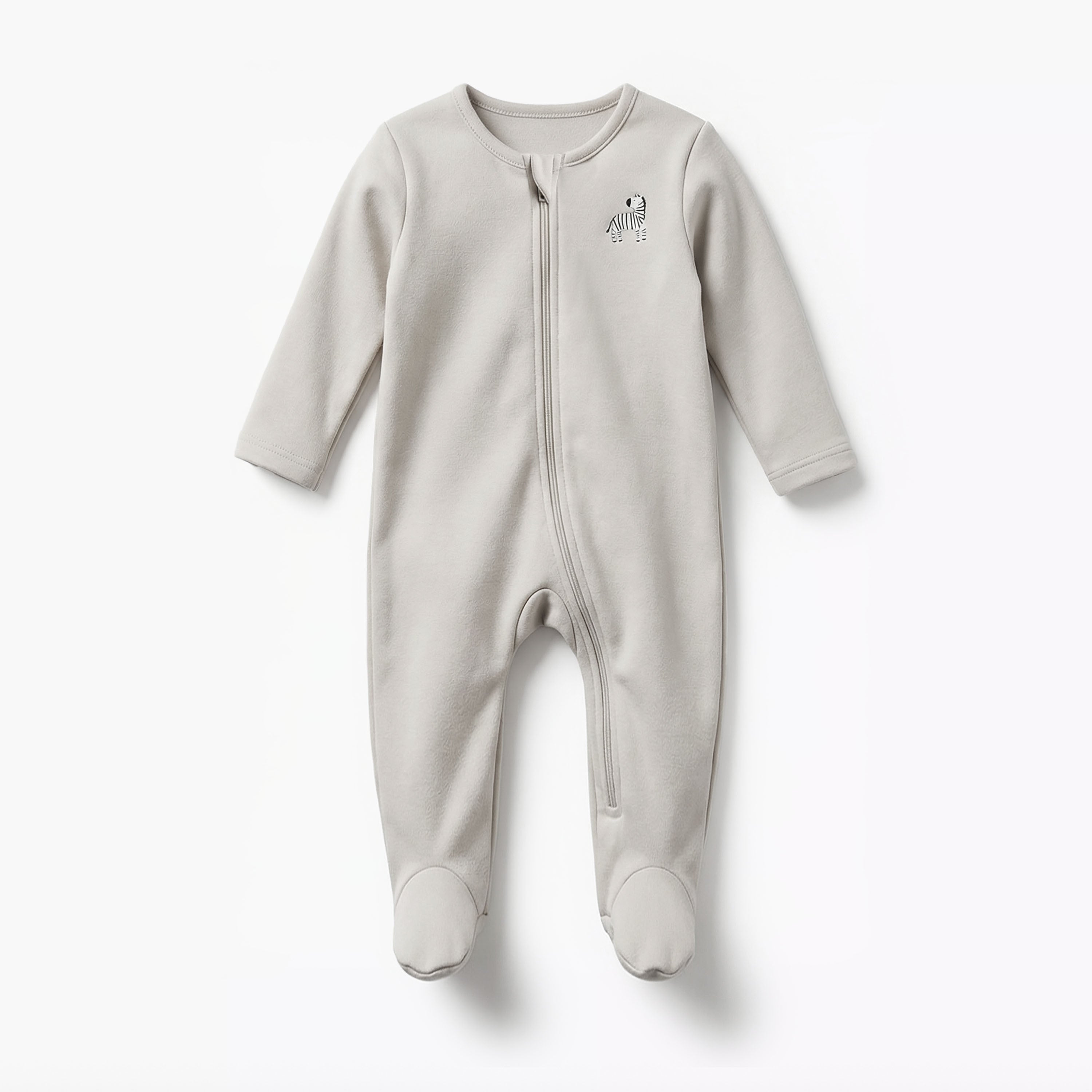 Pack of 5 Juniors Cotton Round Neck Long Sleeve Sleepsuit with Zip Closure