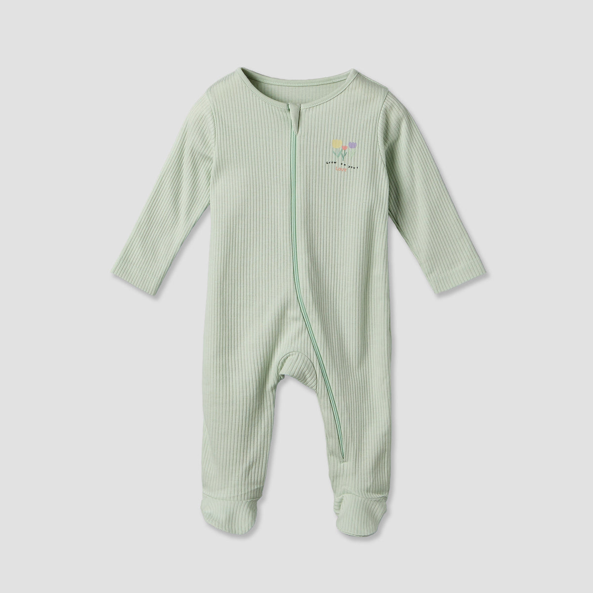 Pack of 3 Juniors Cotton Round Neck Long Sleeves Sleepsuit with Zip Closure