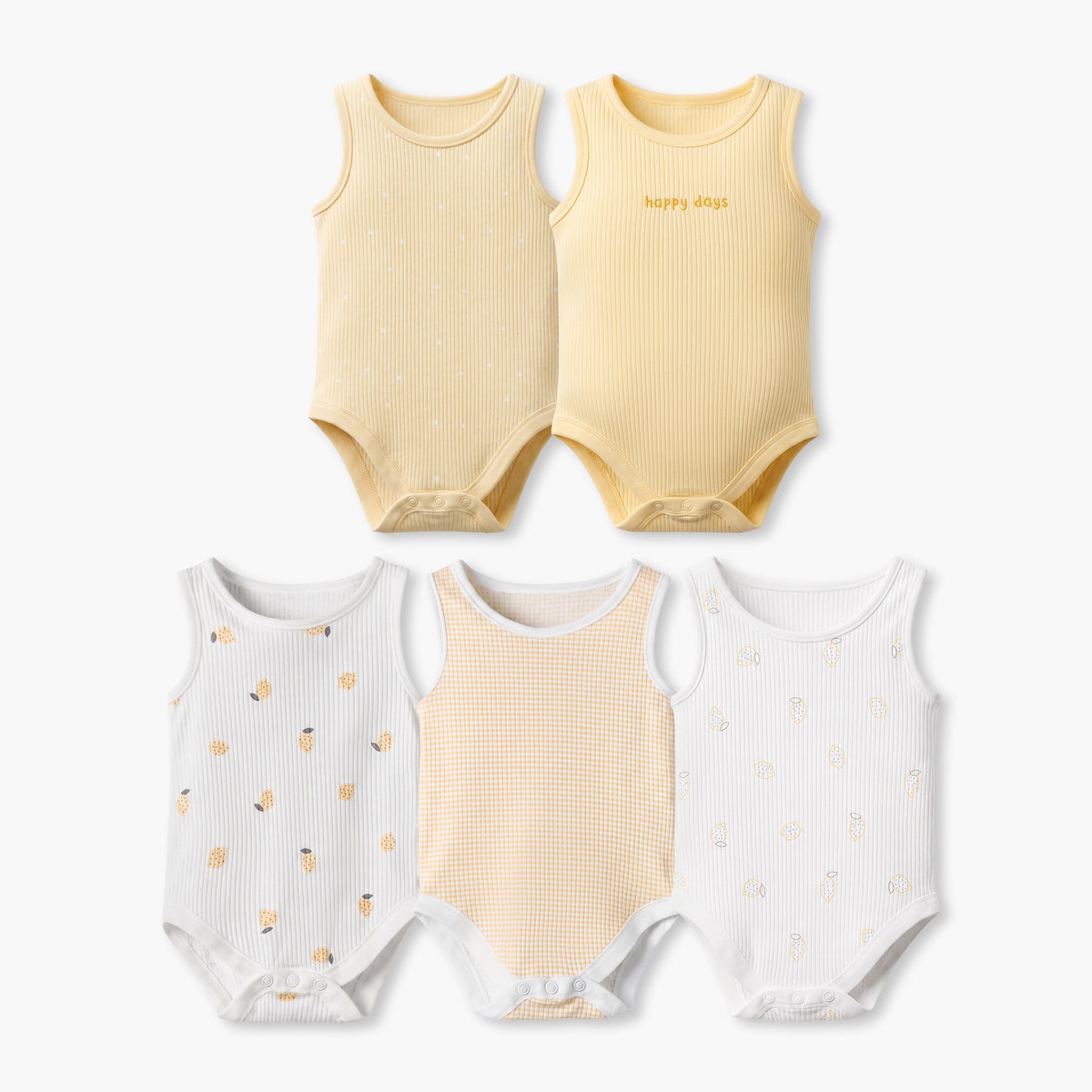 Pack of 5 Juniors Crew Neck Sleeveless Bodysuit with Assorted Print