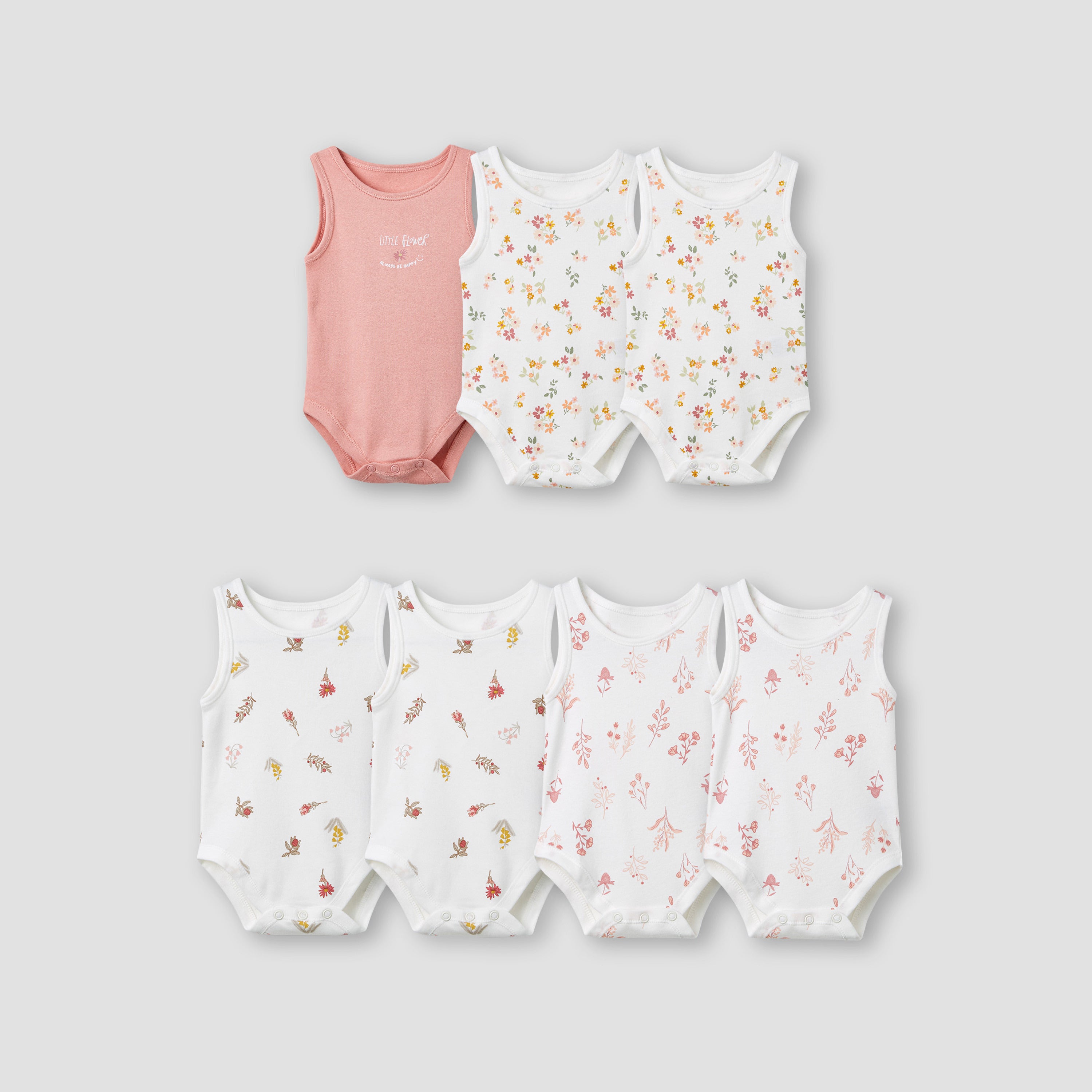 Juniors Assorted Sleeveless Bodysuit - Set of 7 - Multicolour / 12-18 mths