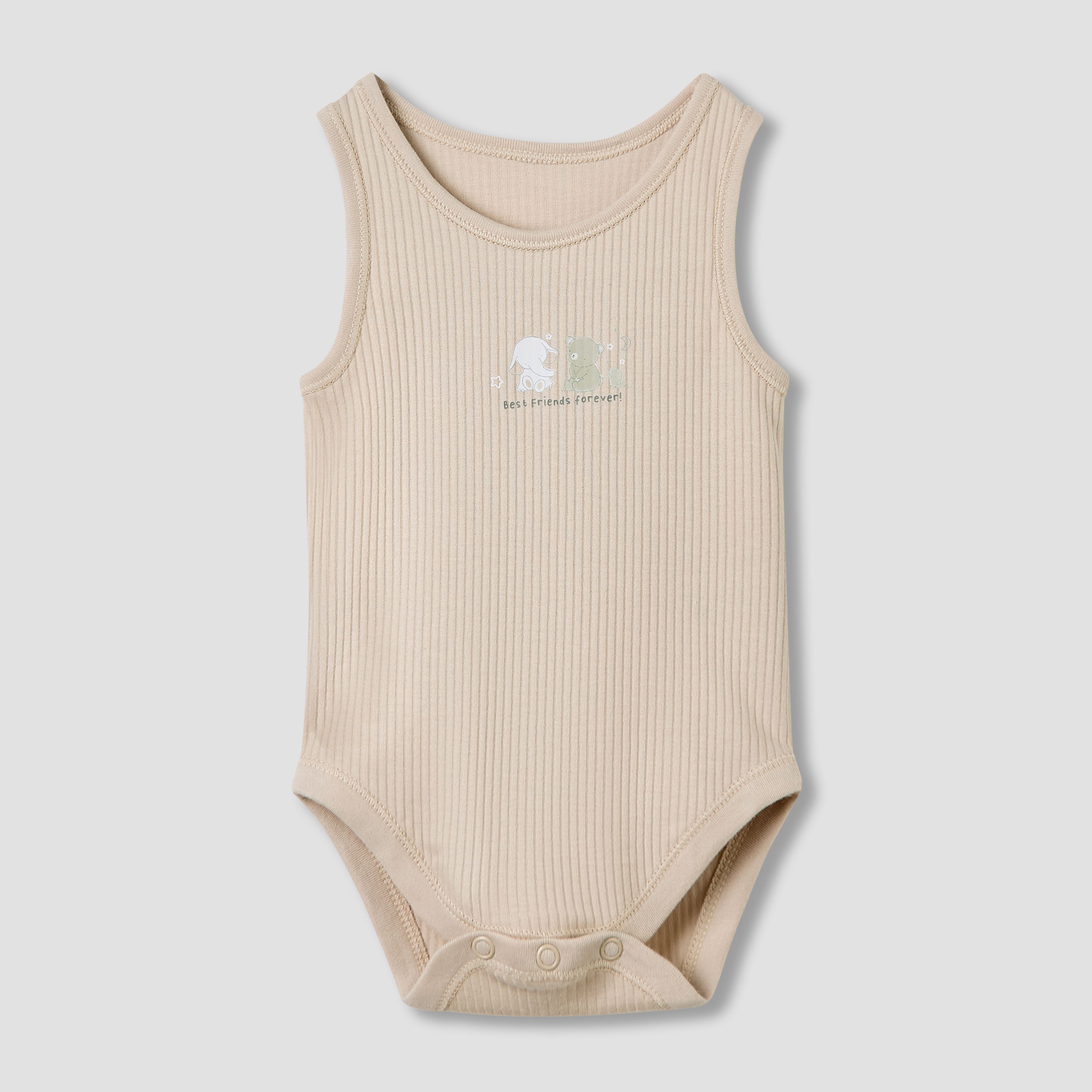 Juniors Round Neck Bodysuit with Snap Button Closure - Cotton - Sleeveless - Set of 5