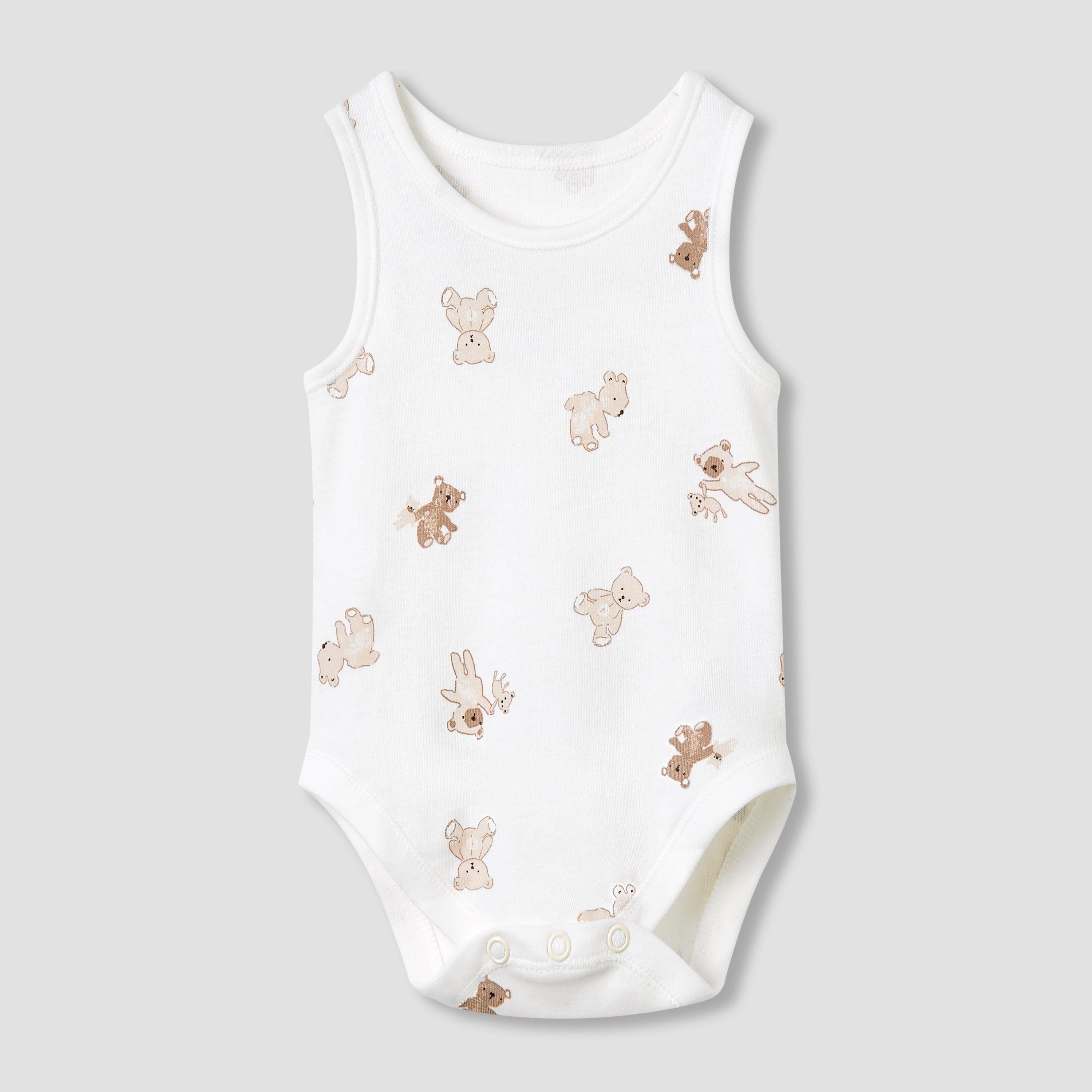 Juniors Round Neck Bodysuit with Snap Button Closure - Cotton - Sleeveless - Set of 5