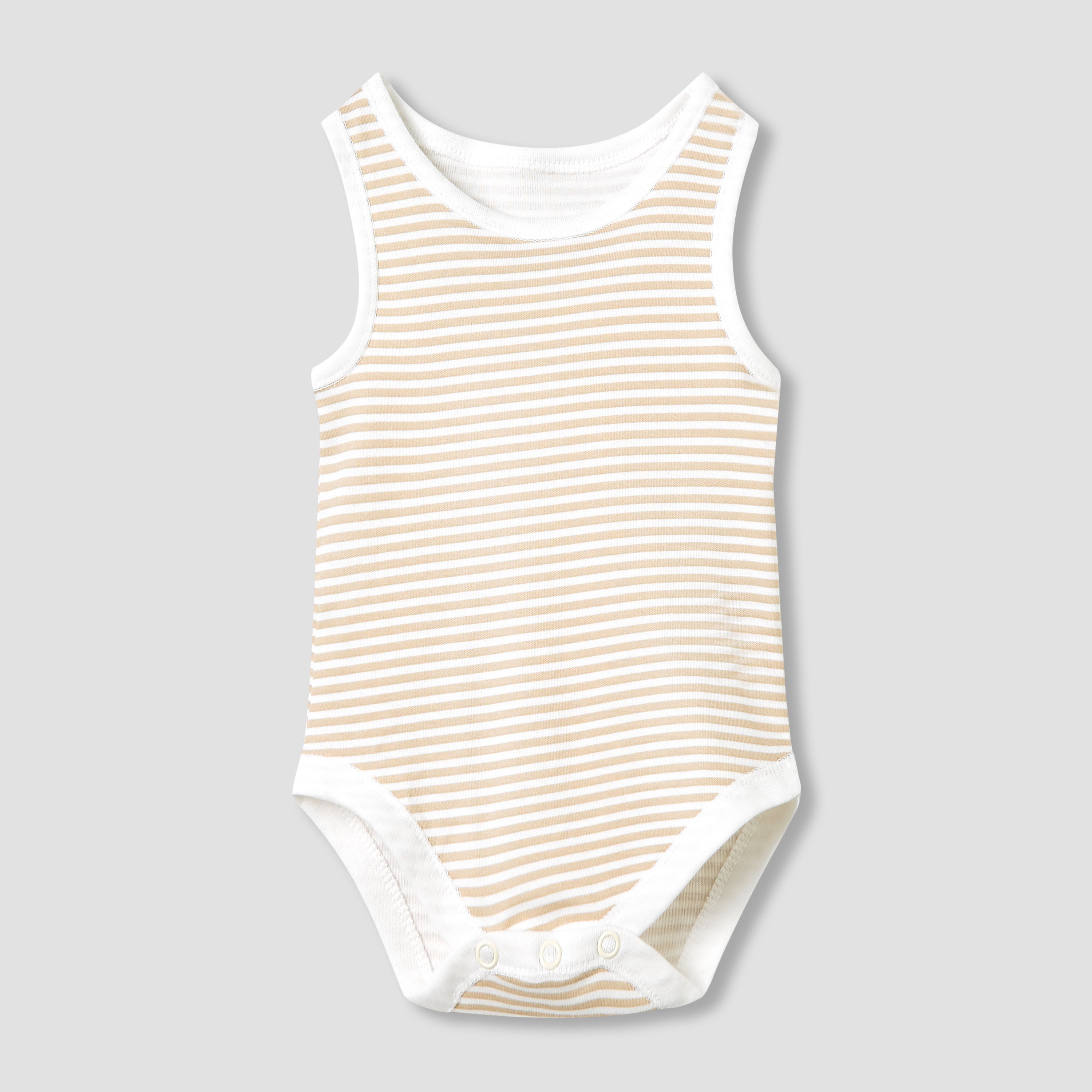 Juniors Round Neck Bodysuit with Snap Button Closure - Cotton - Sleeveless - Set of 5