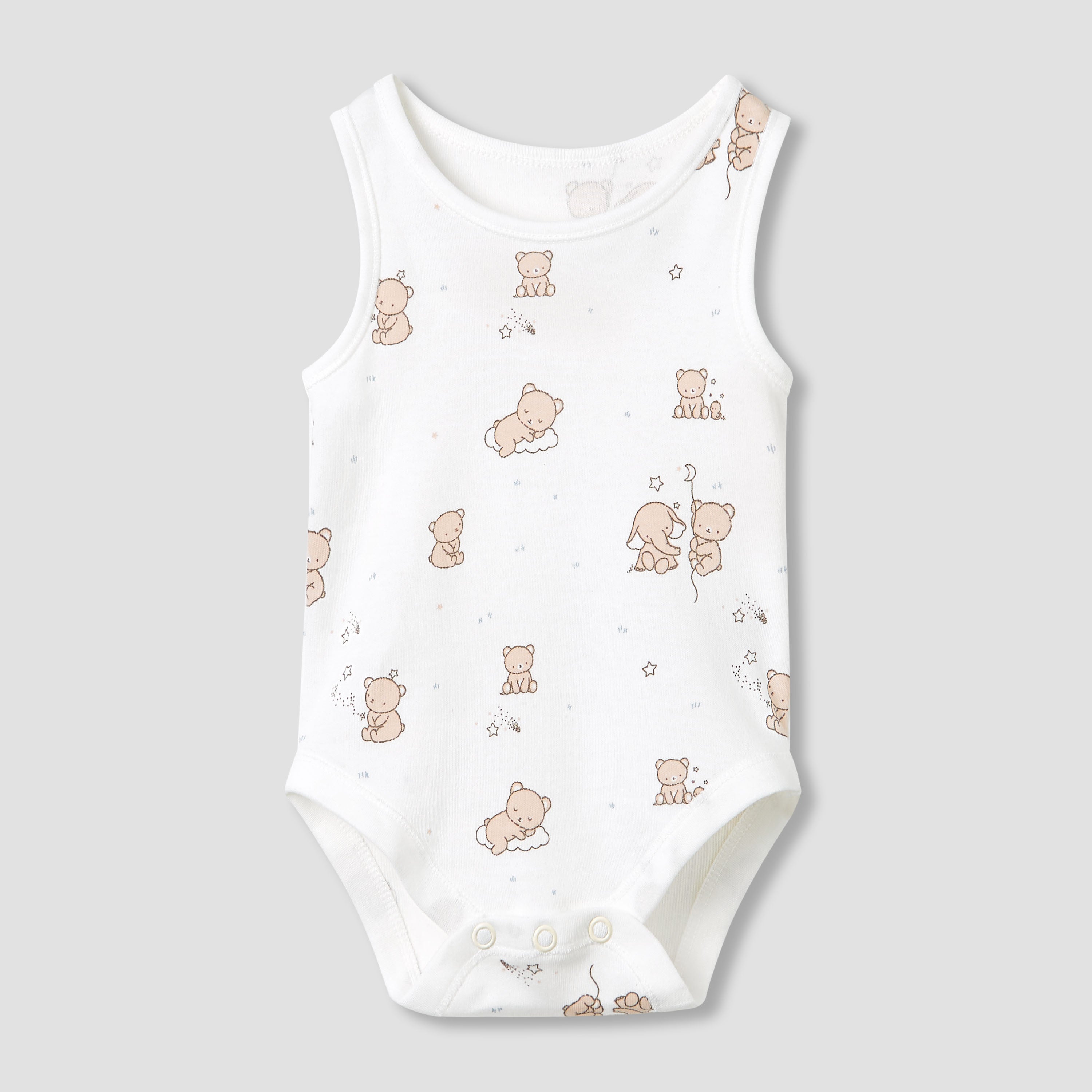 Juniors Round Neck Bodysuit with Snap Button Closure - Cotton - Sleeveless - Set of 5