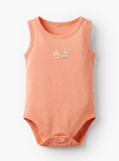 Pack of 5 Juniors Crew Neck Sleeveless Bodysuit with Nautical Print-baby-boys-clothing-bodysuits-image-4