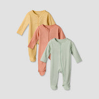 Pack of 3 Juniors Cotton Round Neck Long Sleeves Sleepsuit with Ribbed Design-undefined-image-1